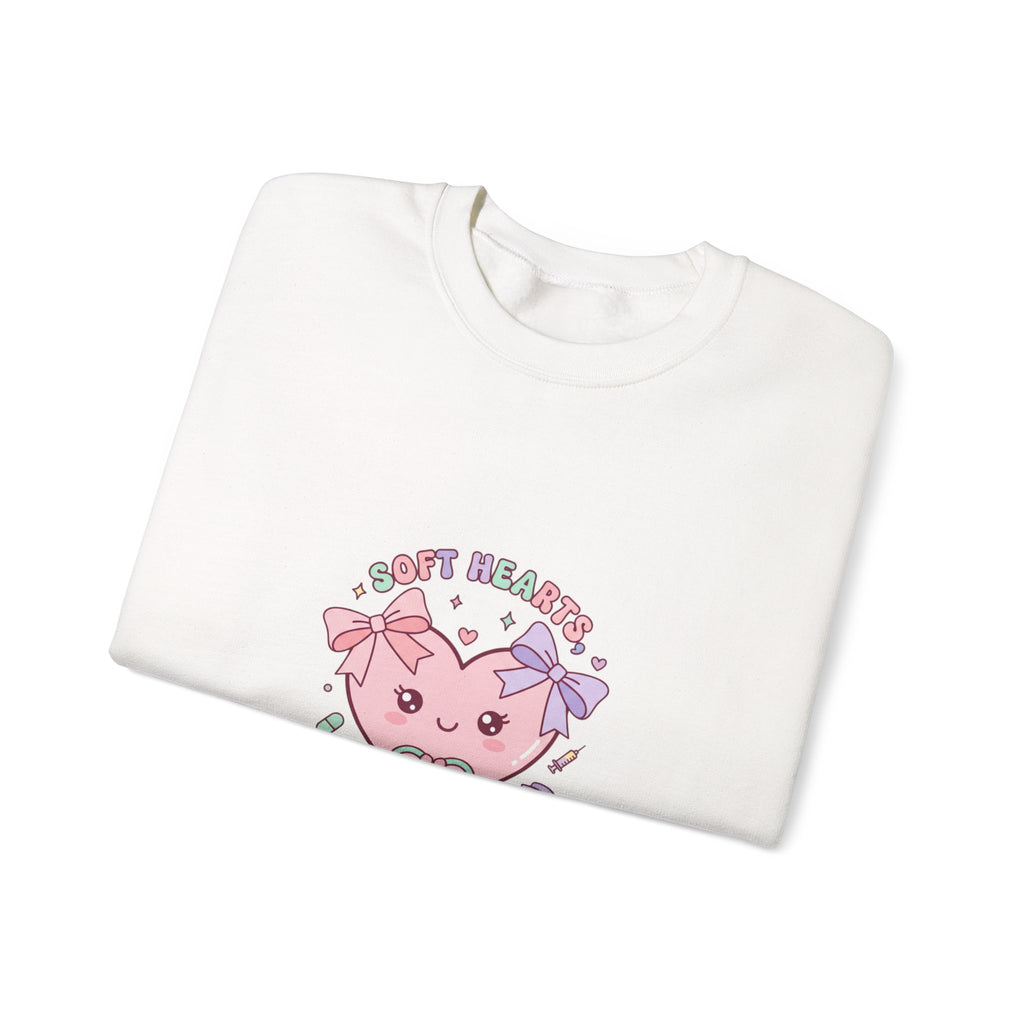 Cute Nurse Heart Crewneck Sweatshirt | pastel coquette medical, kawaii nurse graphic Navy