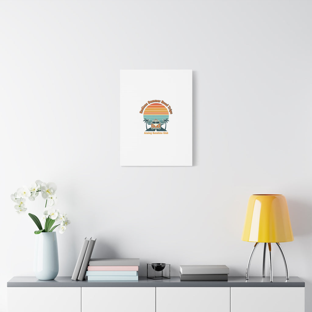 Endless Summer Road Trips Canvas | 1970s Sunset, Retro Surf Palm Art 36" x 36" 1.25"