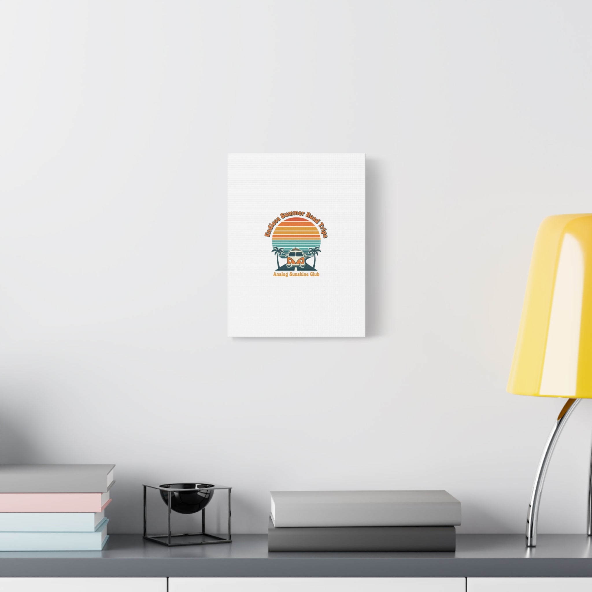 Endless Summer Road Trips Canvas | 1970s Sunset, Retro Surf Palm Art 36" x 36" 1.25"