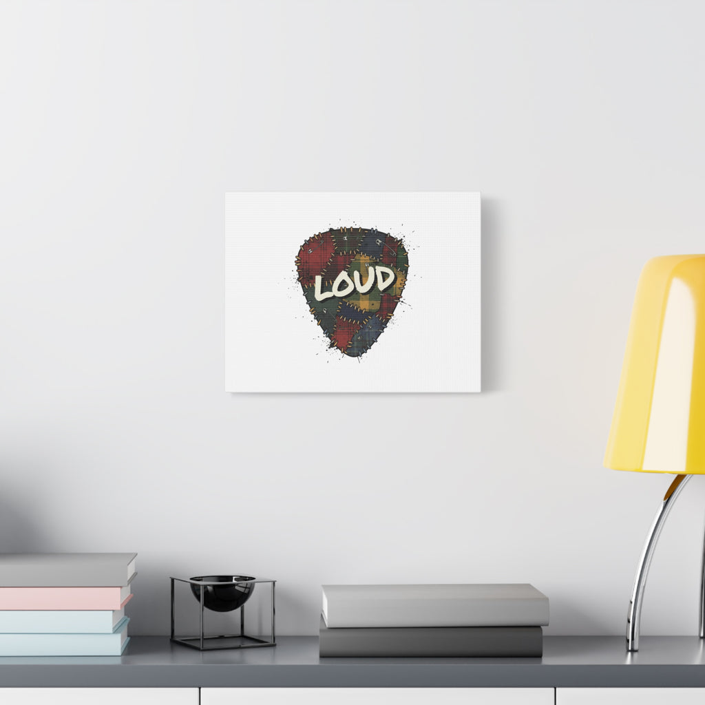 Plaid Patchwork Guitar Pick Canvas, Grunge Revival, 90s Rock Plaid Aesthetic 36" x 36" 1.25"