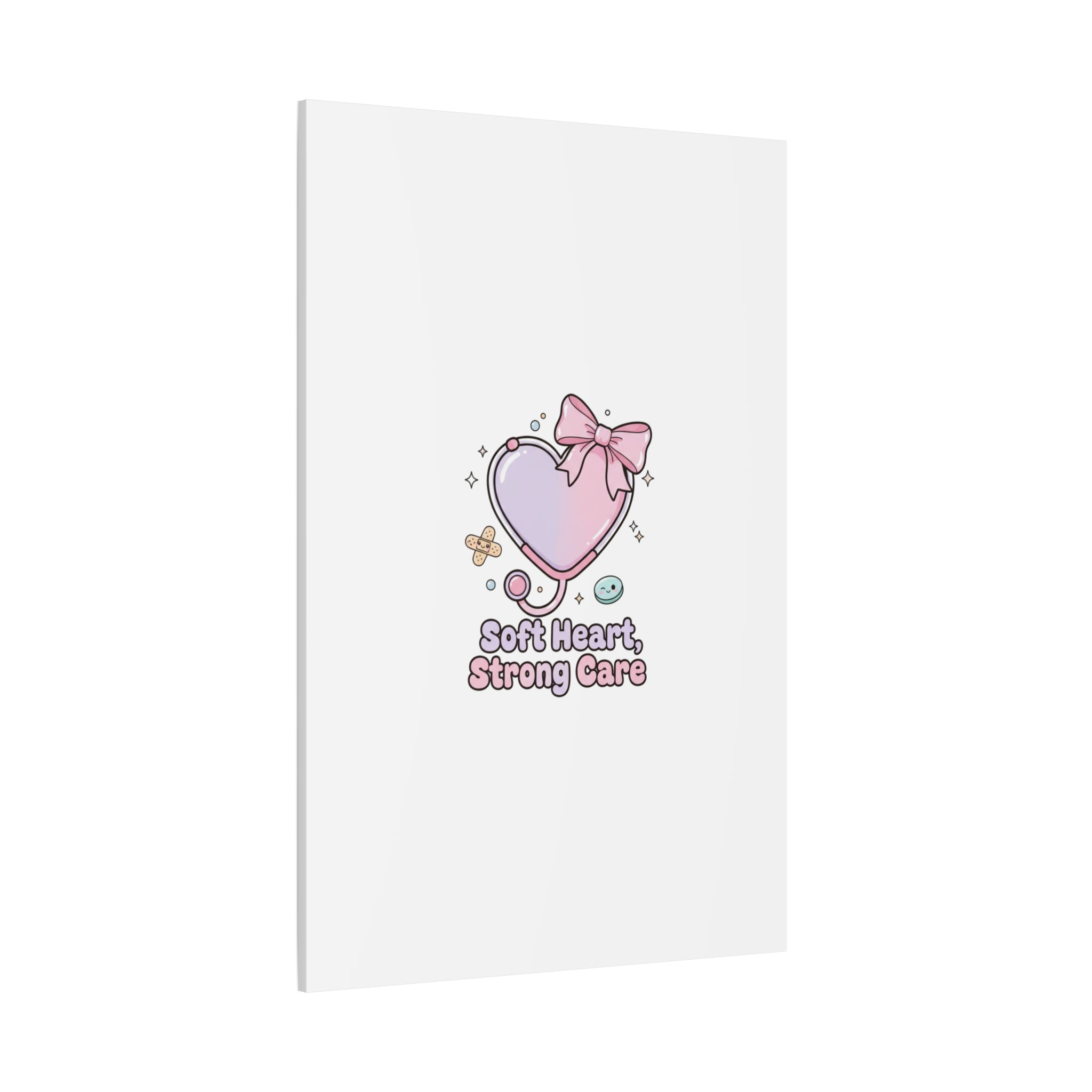 Soft Heart Strong Care Canvas, Pastel Cute Nurse Medical Art | Coquette Healthcare 36" x 36" 1.25"