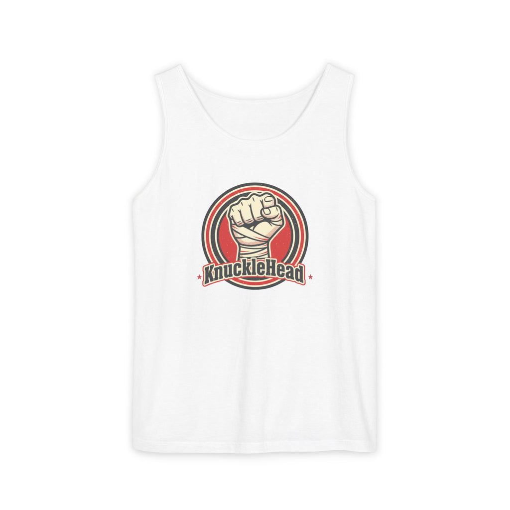 KnuckleHead Vintage Fist Tank Top â Retro Boxing Graphic Muscle Tee White