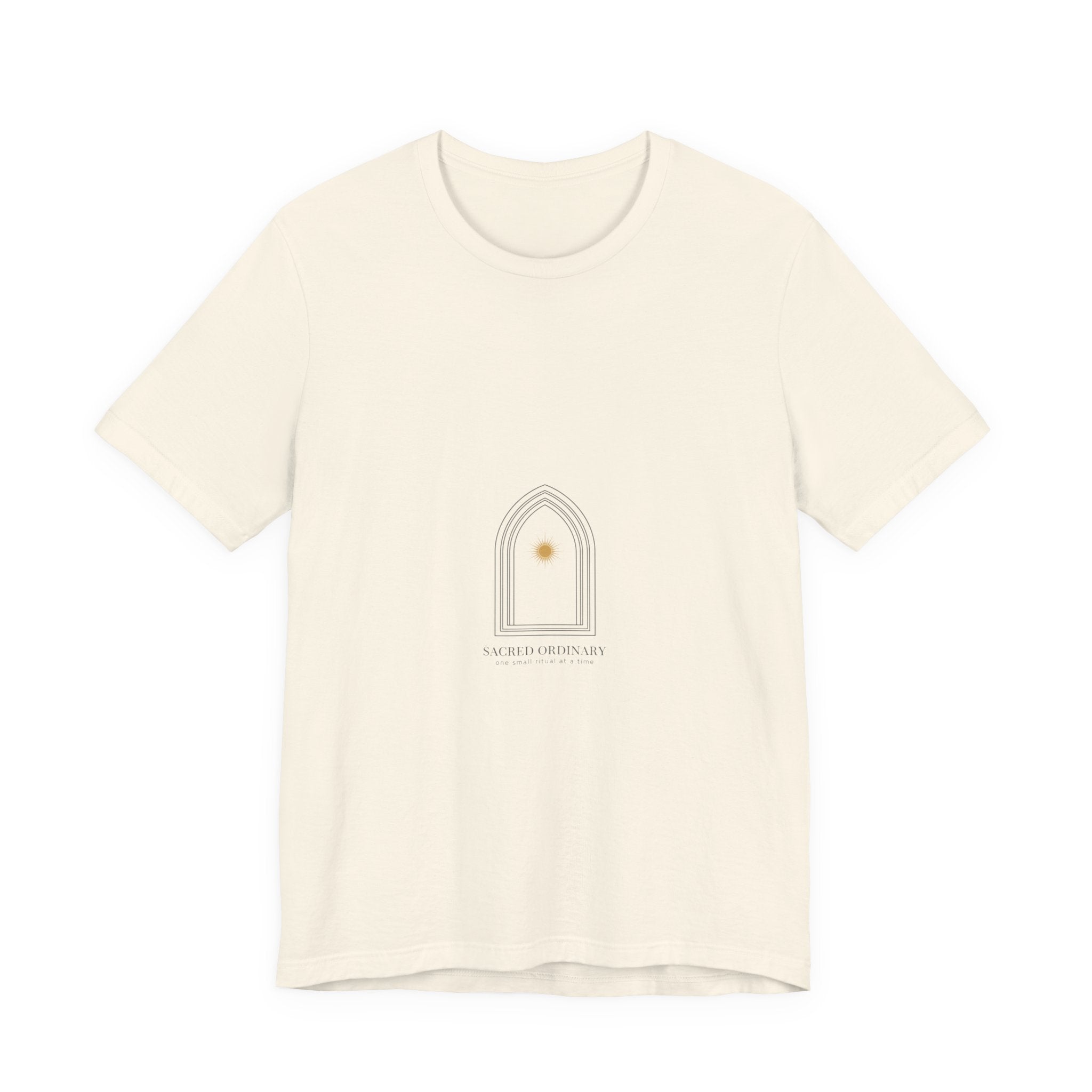 Gothic Arch Minimal Tee | Monastic Minimalism, serene typography Natural