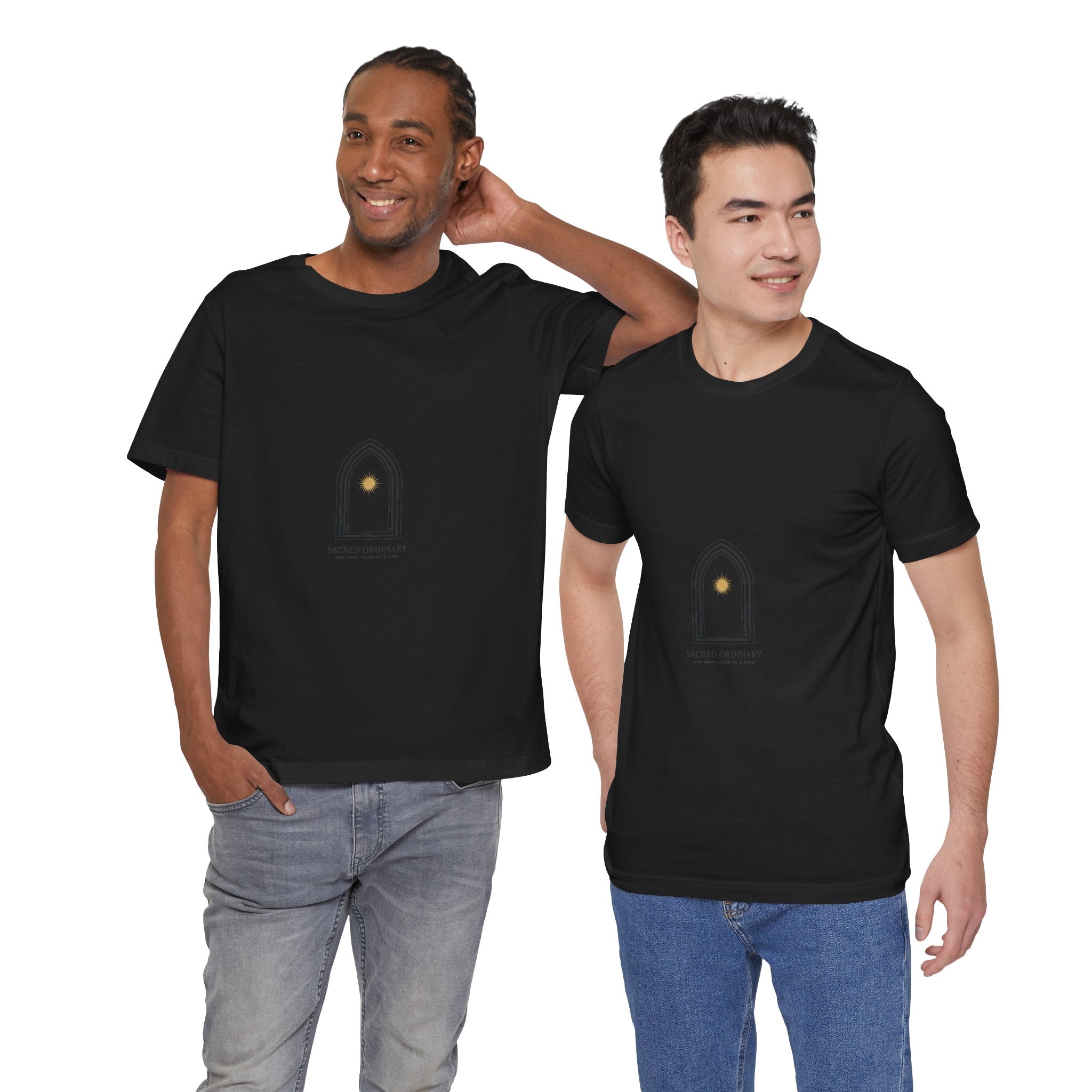 Gothic Arch Minimal Tee | Monastic Minimalism, serene typography Navy