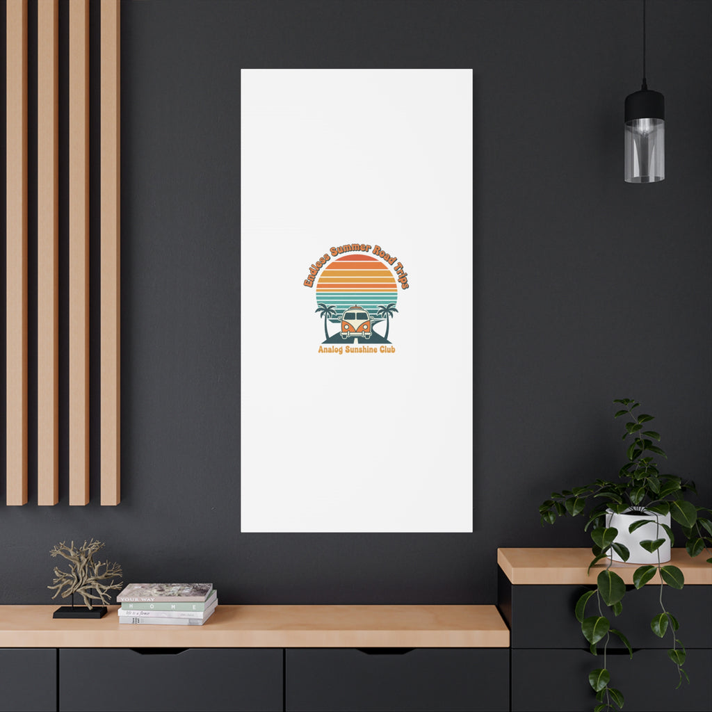Endless Summer Road Trips Canvas | 1970s Sunset, Retro Surf Palm Art 36" x 36" 1.25"