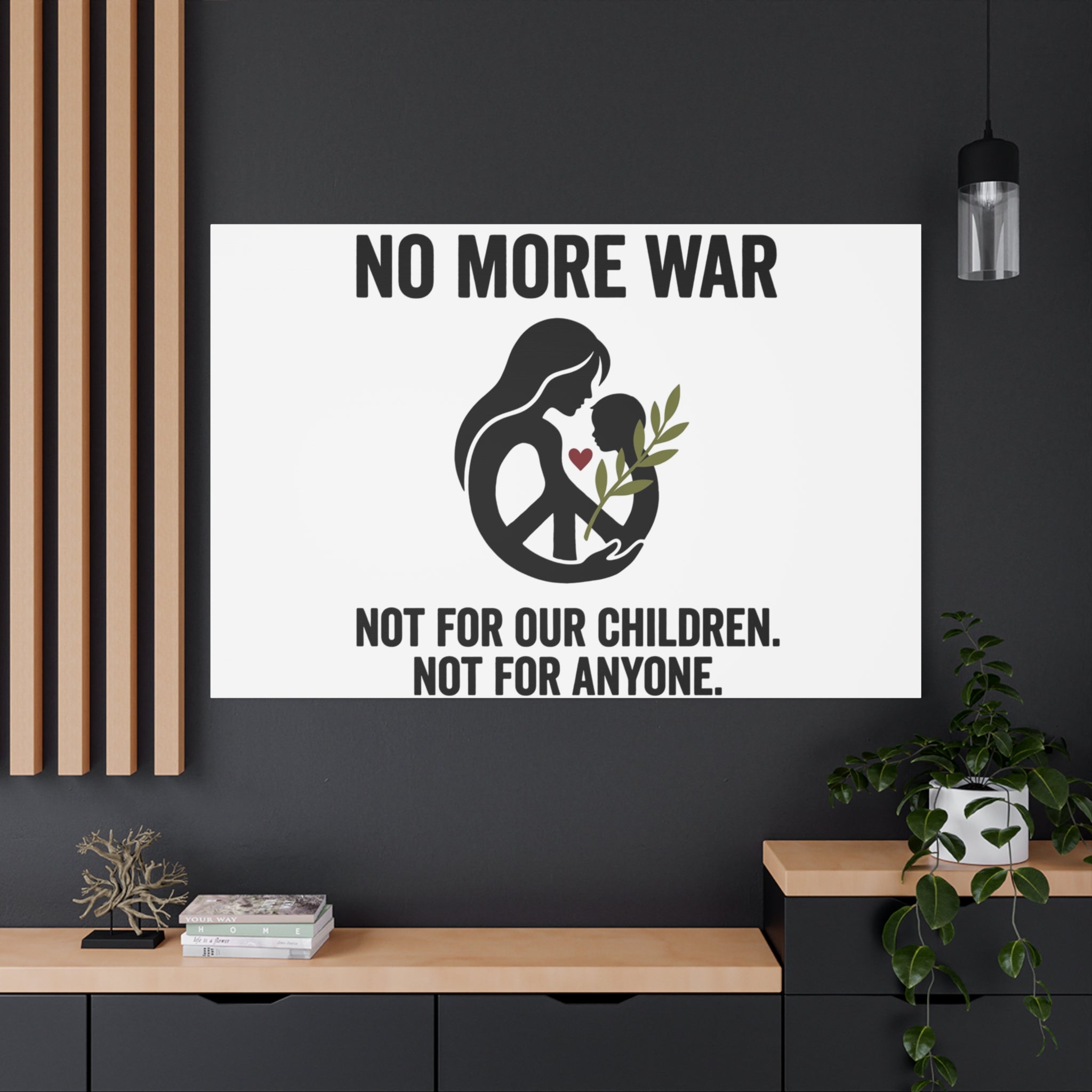 No More War Canvas, Anti-War Peace Protest Wall Art | Solidarity Ceasefire. 36" x 36" 1.25"