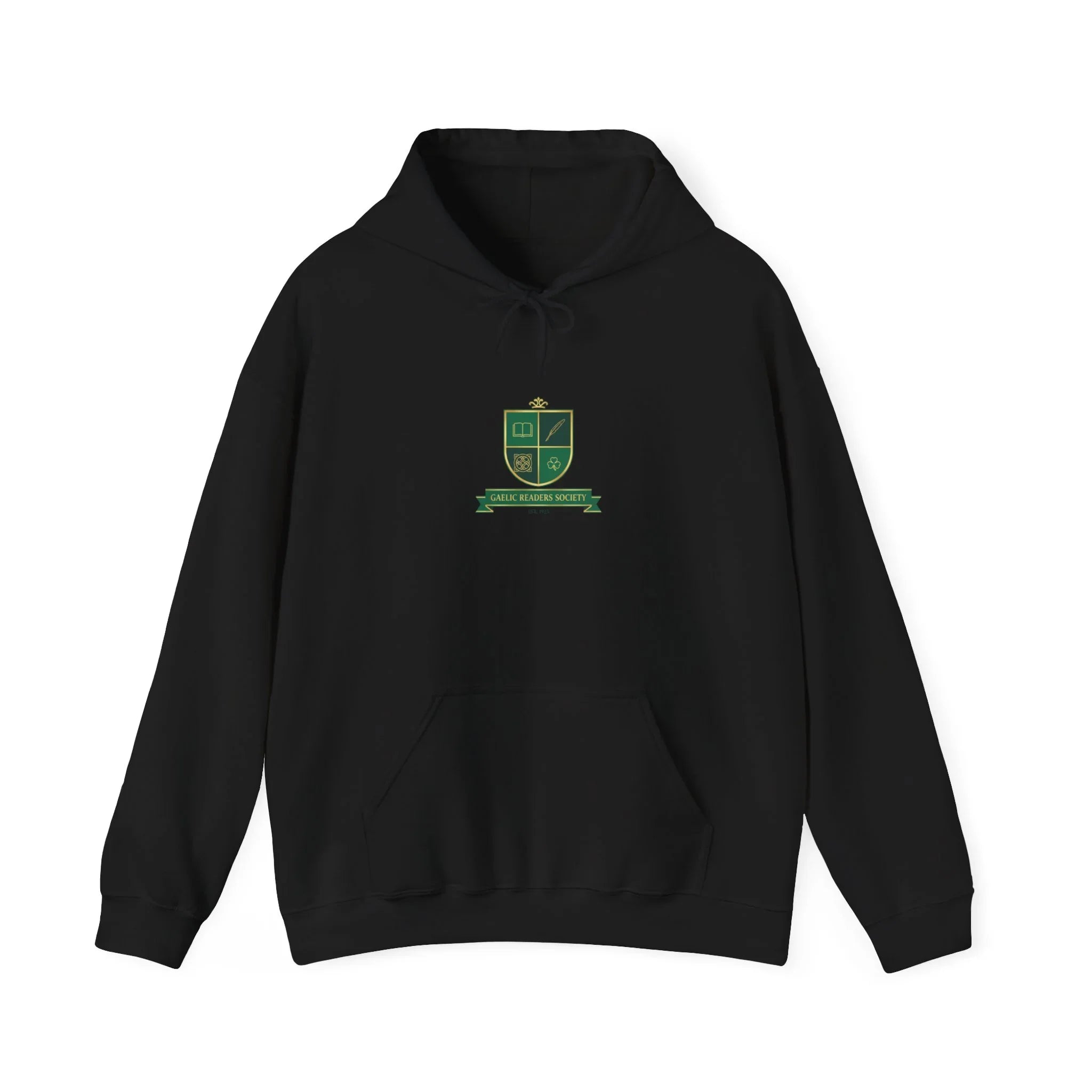 Celtic Crest Hoodie | Gaelic serif crest, Irish heritage logo Black