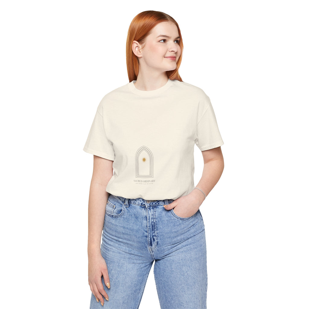 Gothic Arch Minimal Tee | Monastic Minimalism, serene typography Navy