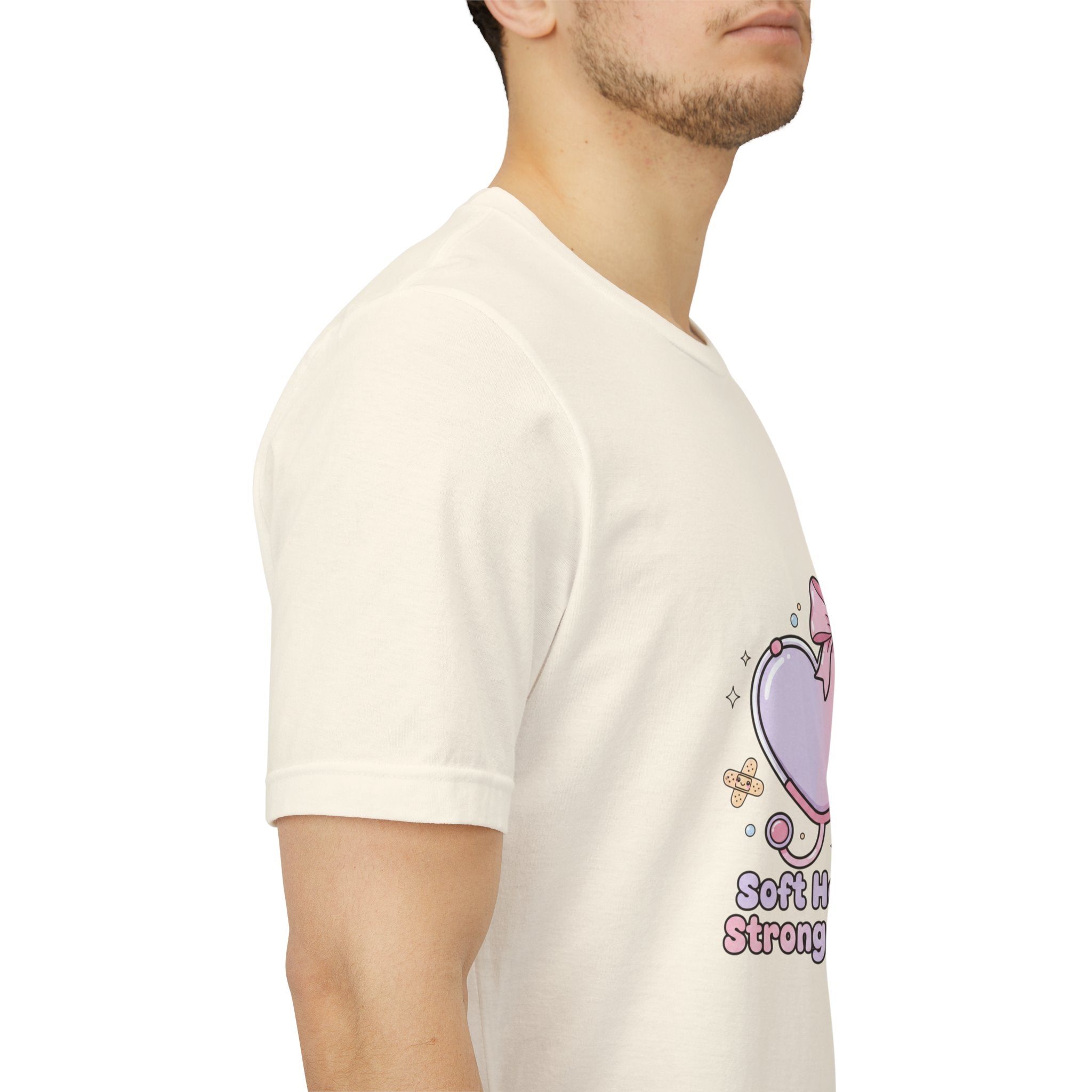 Soft Heart Strong Care T-Shirt | cute nurse graphic, pastel coquette medical shirt Navy
