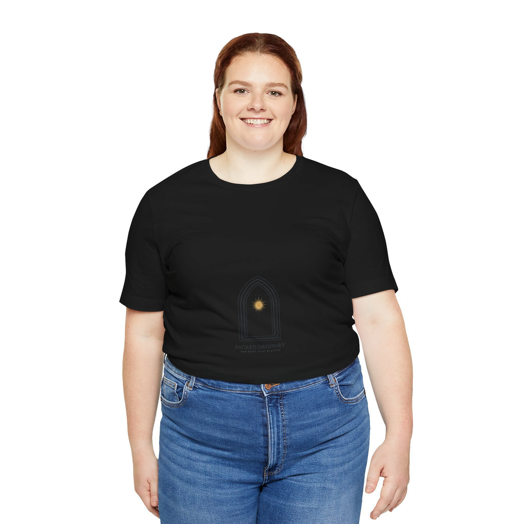 Gothic Arch Minimal Tee | Monastic Minimalism, serene typography Navy