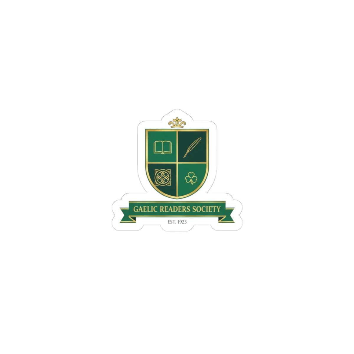 Celtic Crest Sticker | Gaelic serif crest, Celtic knot emblem 3" × 3" White