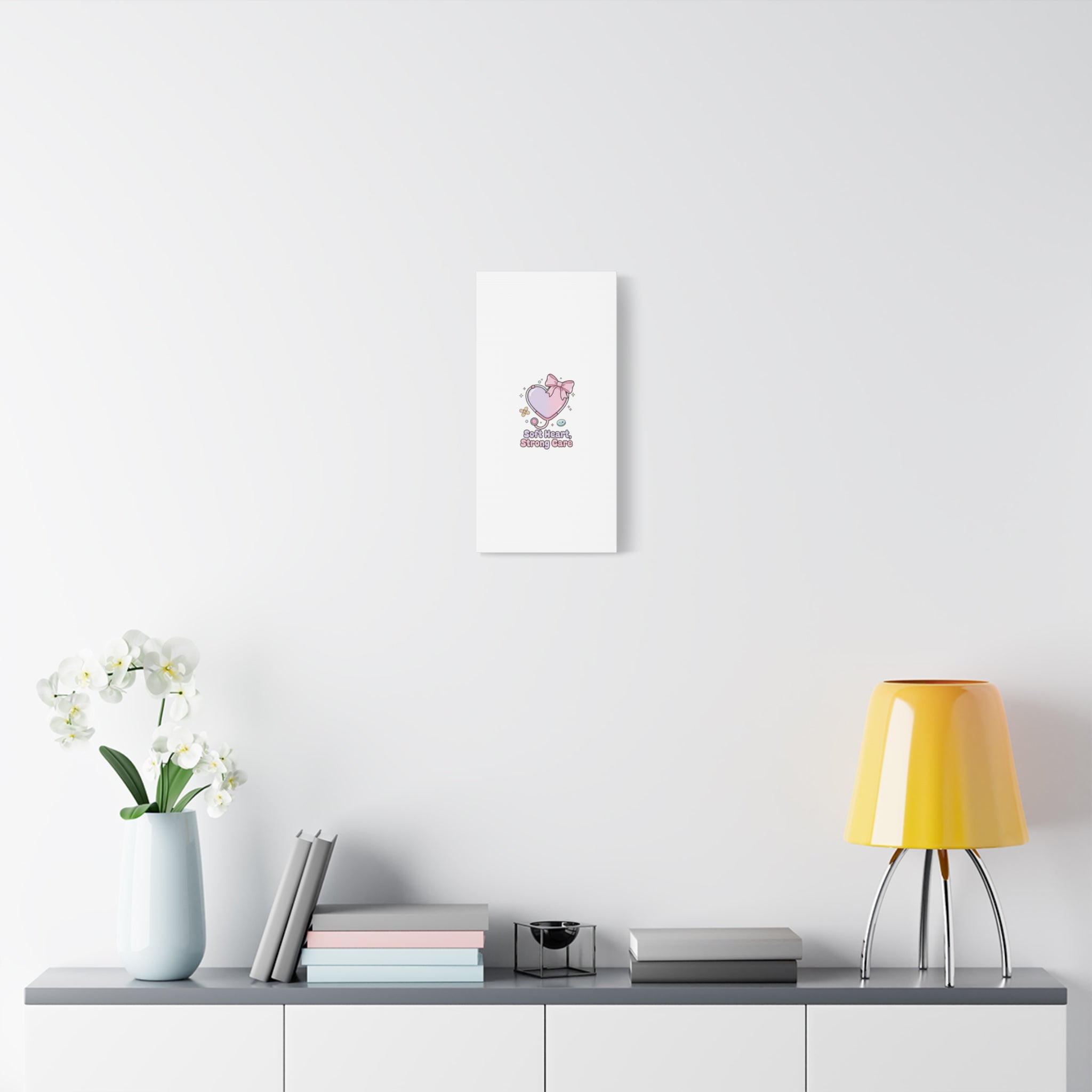 Soft Heart Strong Care Canvas, Pastel Cute Nurse Medical Art | Coquette Healthcare 36" x 36" 1.25"