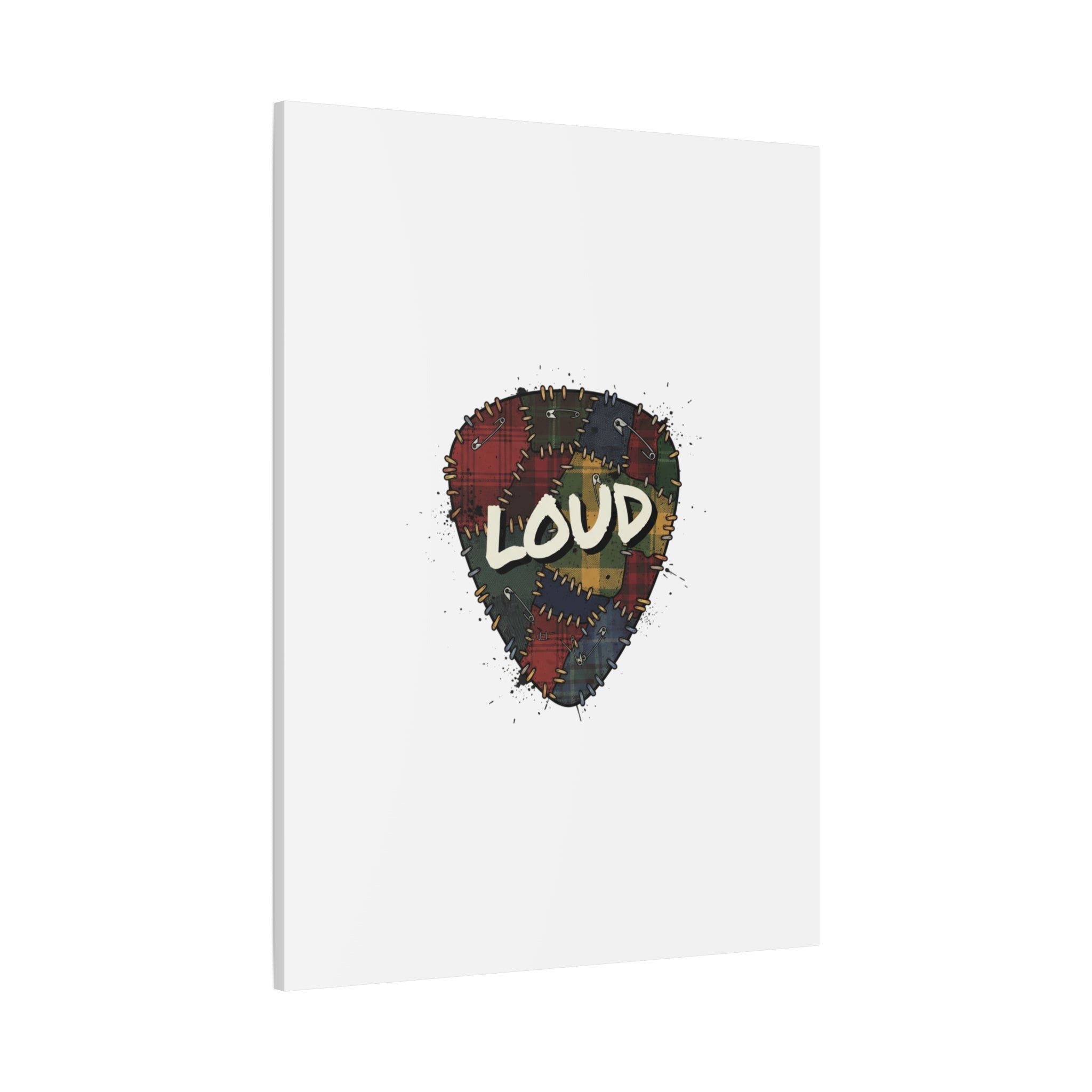 Plaid Patchwork Guitar Pick Canvas, Grunge Revival, 90s Rock Plaid Aesthetic 36" x 36" 1.25"