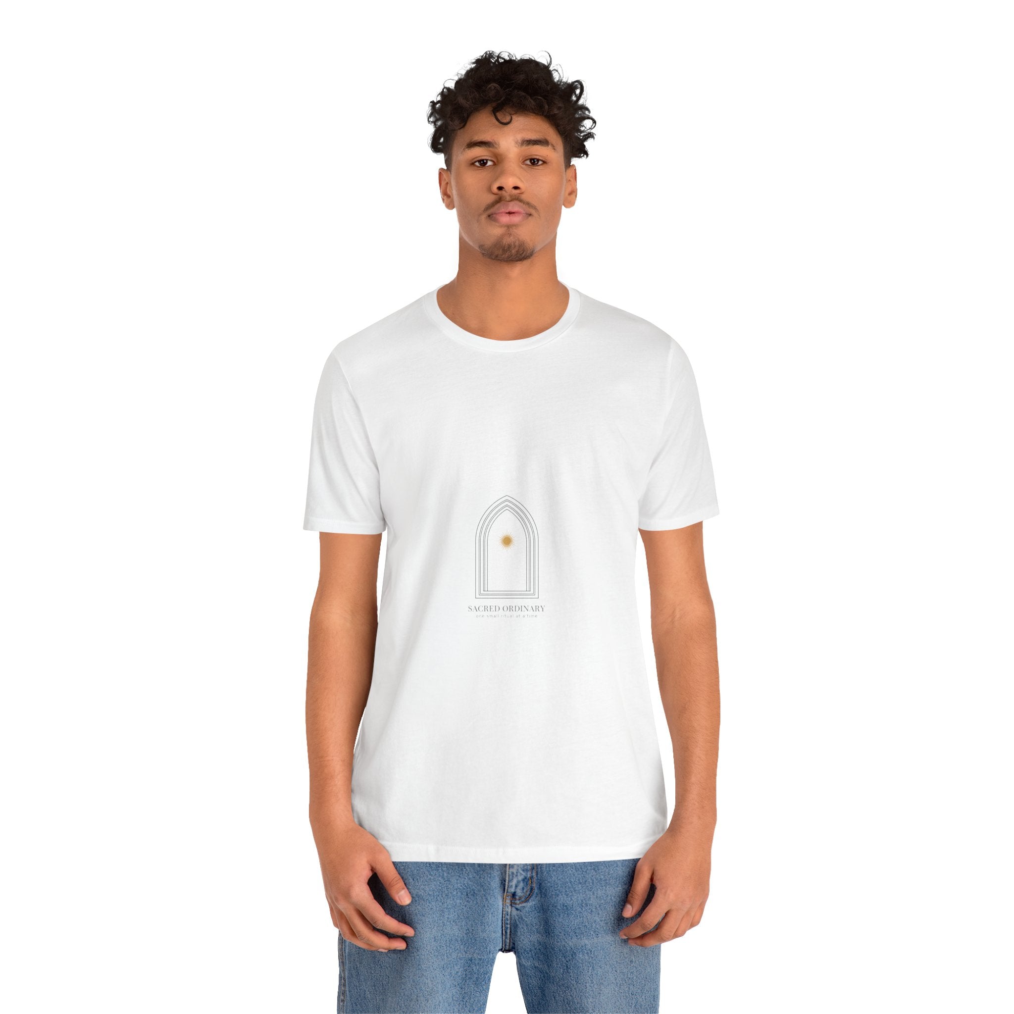 Gothic Arch Minimal Tee | Monastic Minimalism, serene typography Navy