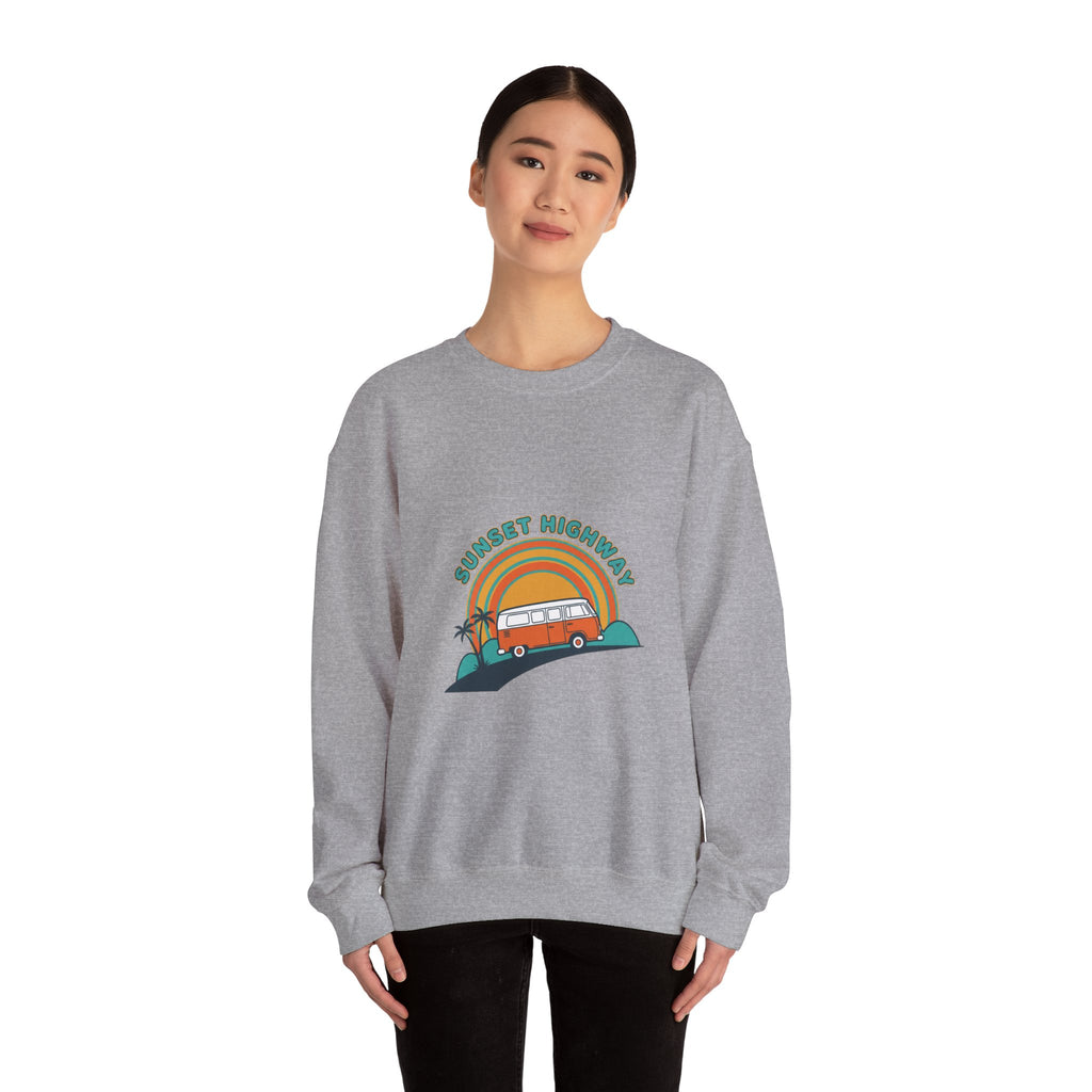 Sunset Highway Retro Surf Graphic Sweatshirt | 1970s Analog Sunshine, Vintage Palm
