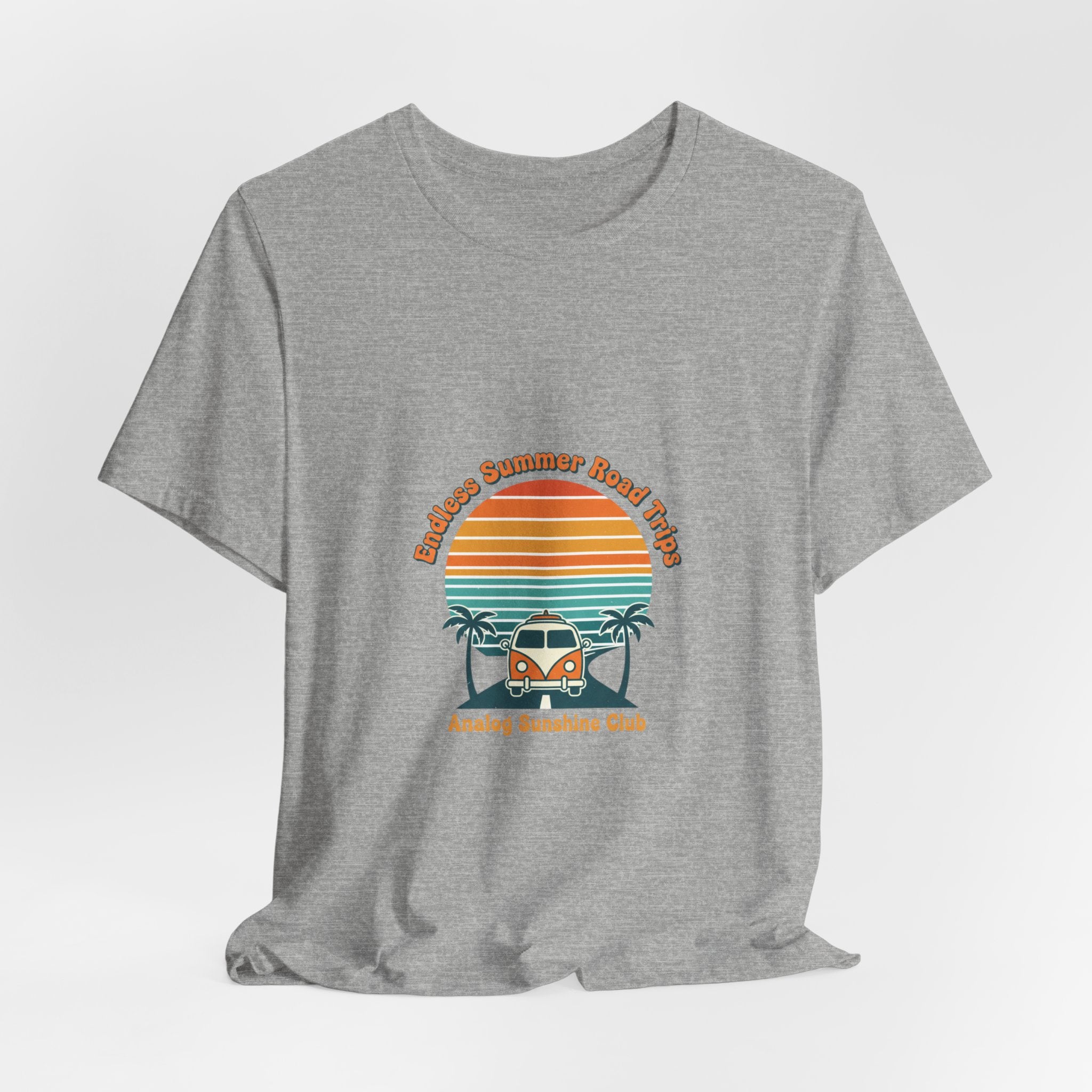 Retro 70s Sunset Surf Graphic Tee | Vintage Palm Golden Hour Postcard Navy