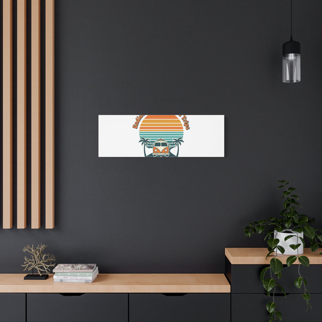 Endless Summer Road Trips Canvas | 1970s Sunset, Retro Surf Palm Art 36" x 36" 1.25"
