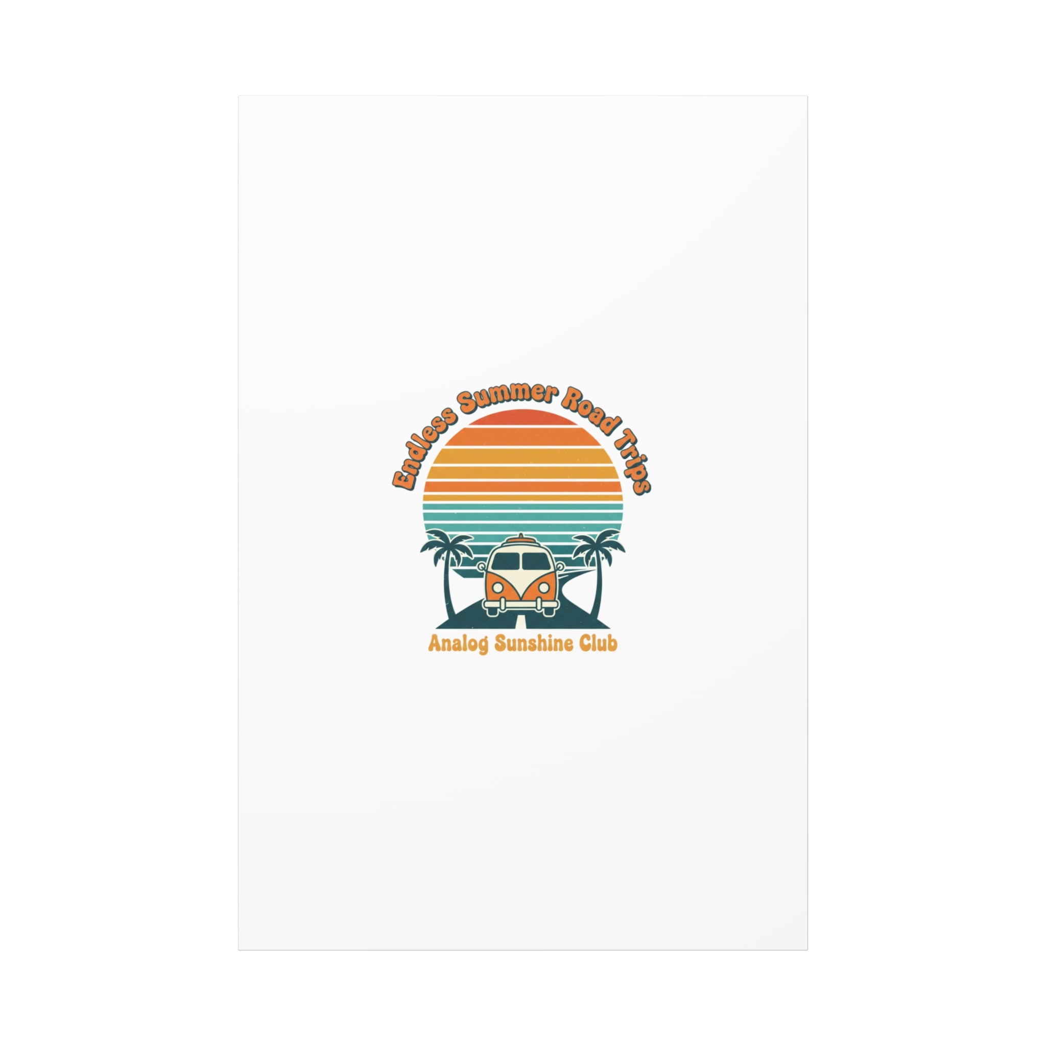 Endless Summer Road Trips Canvas | 1970s Sunset, Retro Surf Palm Art 40" x 60" (Vertical) 1.25"