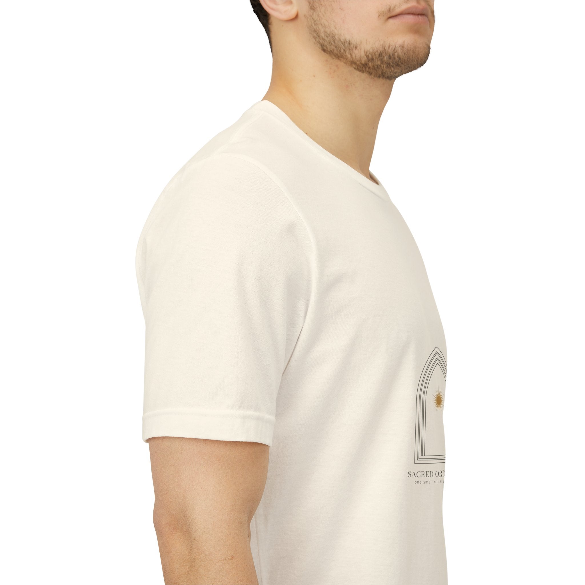 Gothic Arch Minimal Tee | Monastic Minimalism, serene typography Navy
