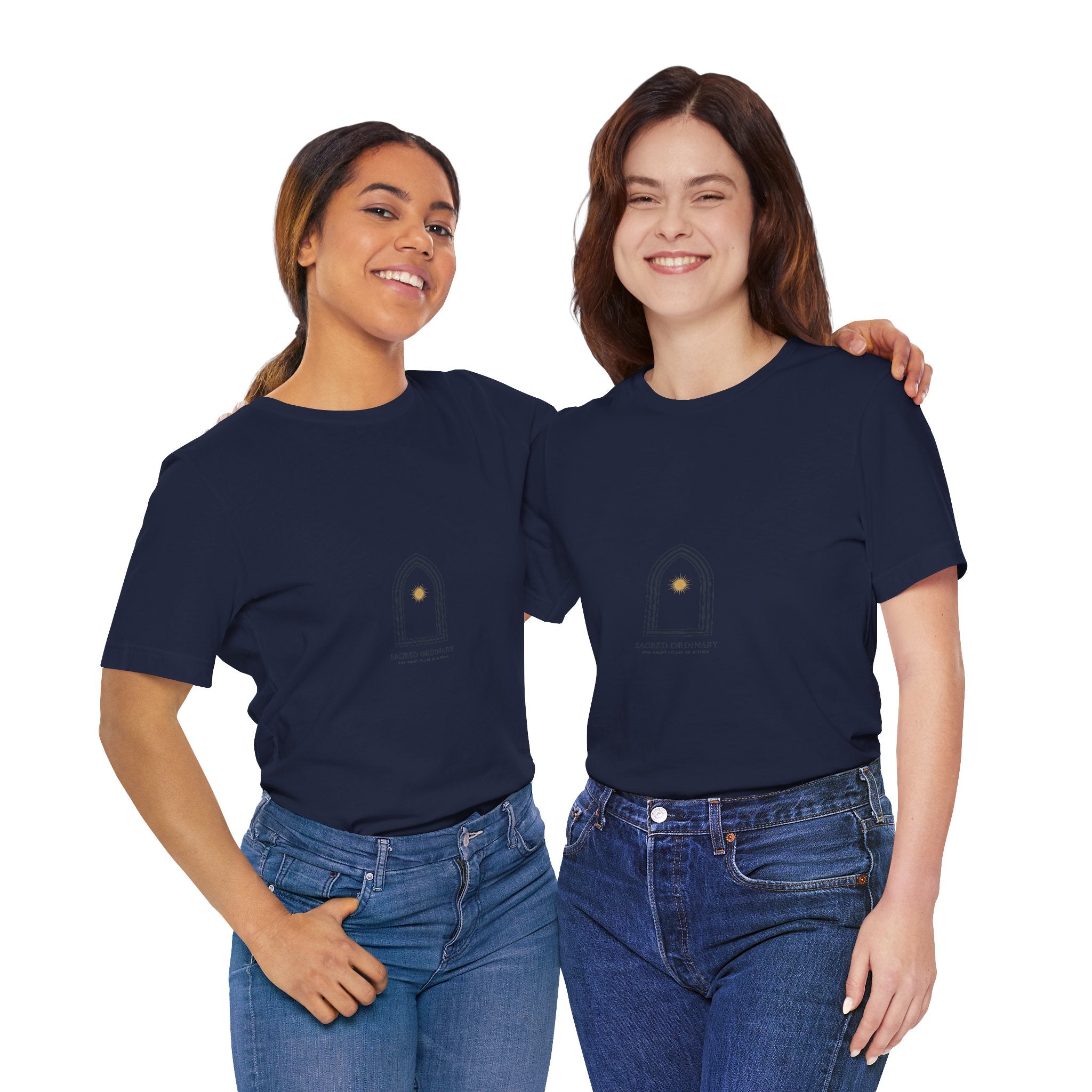 Gothic Arch Minimal Tee | Monastic Minimalism, serene typography Navy