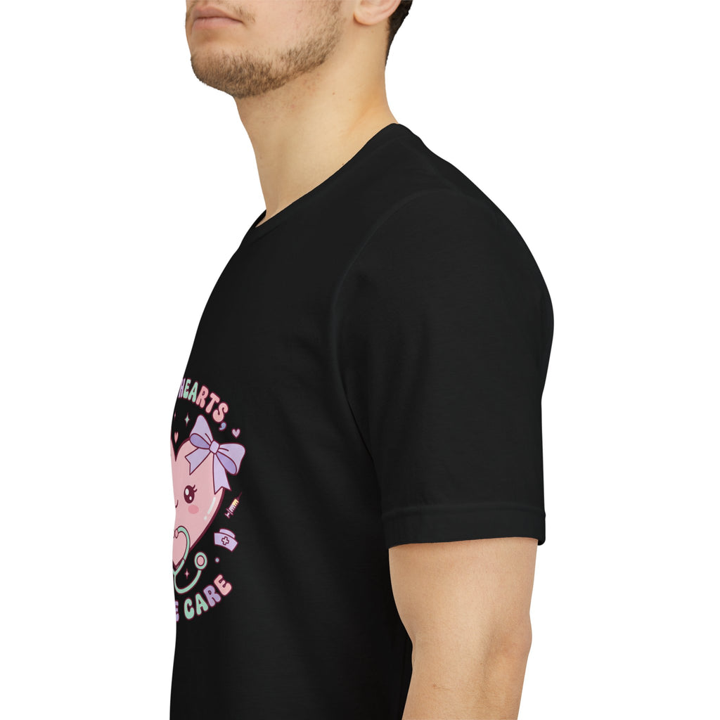 Kawaii Nurse Heart Tee | pastel healthcare design, coquette medical shirt Navy