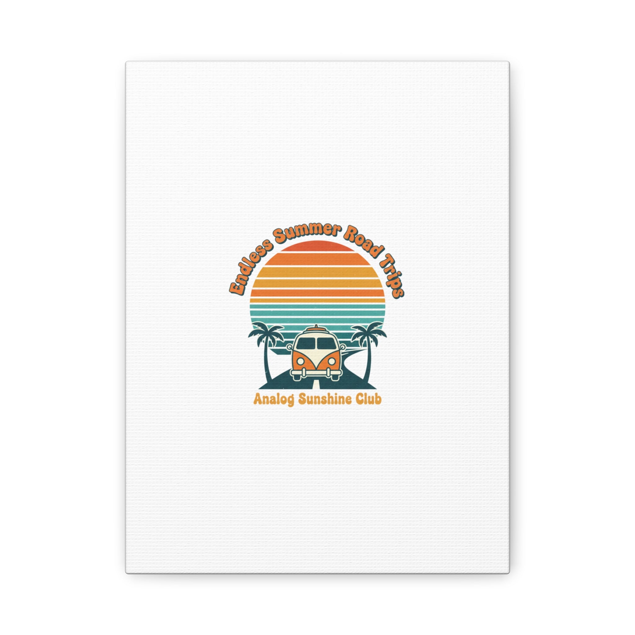 Endless Summer Road Trips Canvas | 1970s Sunset, Retro Surf Palm Art 9" x 12" (Vertical) 1.25"