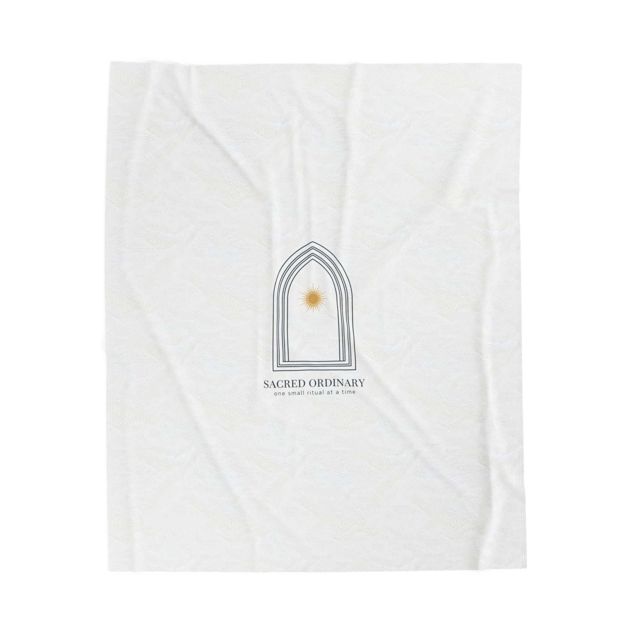 Gothic Arch Minimalist Motif Velveteen Plush Blanket | Quiet Luxury, Serene Typography 50" × 60"