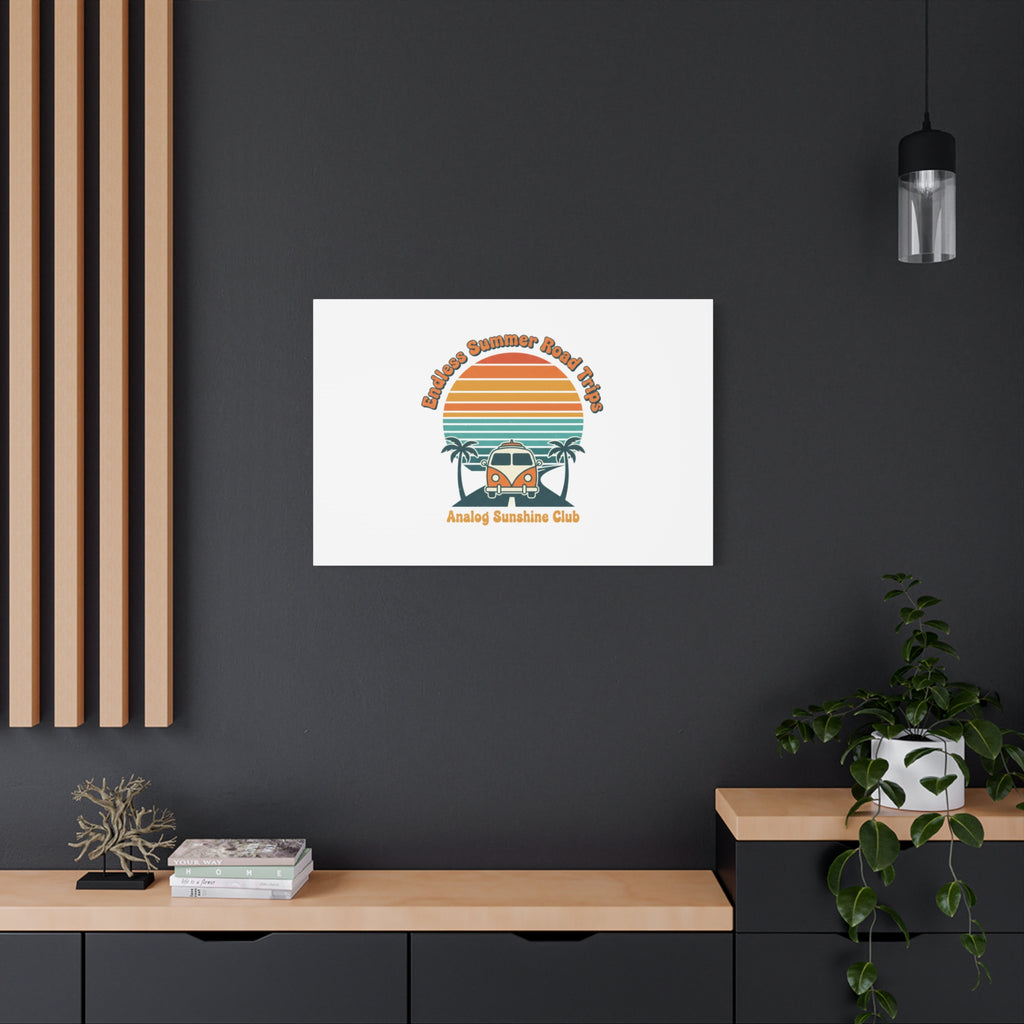 Endless Summer Road Trips Canvas | 1970s Sunset, Retro Surf Palm Art 36" x 36" 1.25"