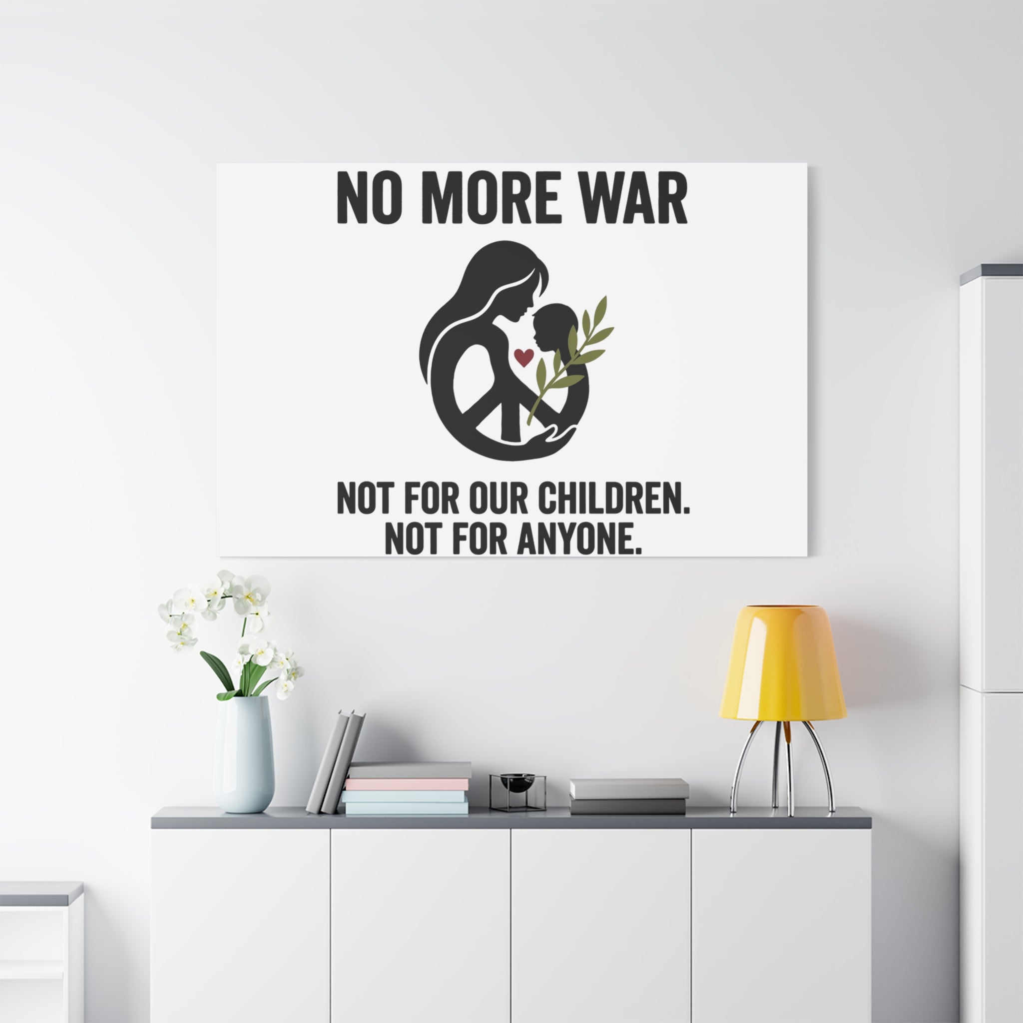 No More War Canvas, Anti-War Peace Protest Wall Art | Solidarity Ceasefire. 36" x 36" 1.25"