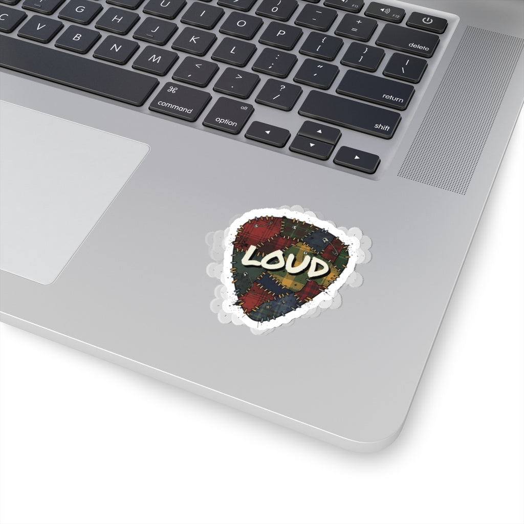 Patchwork Plaid 'LOUD' Sticker | Grunge Revival, 90s Plaid Aesthetic