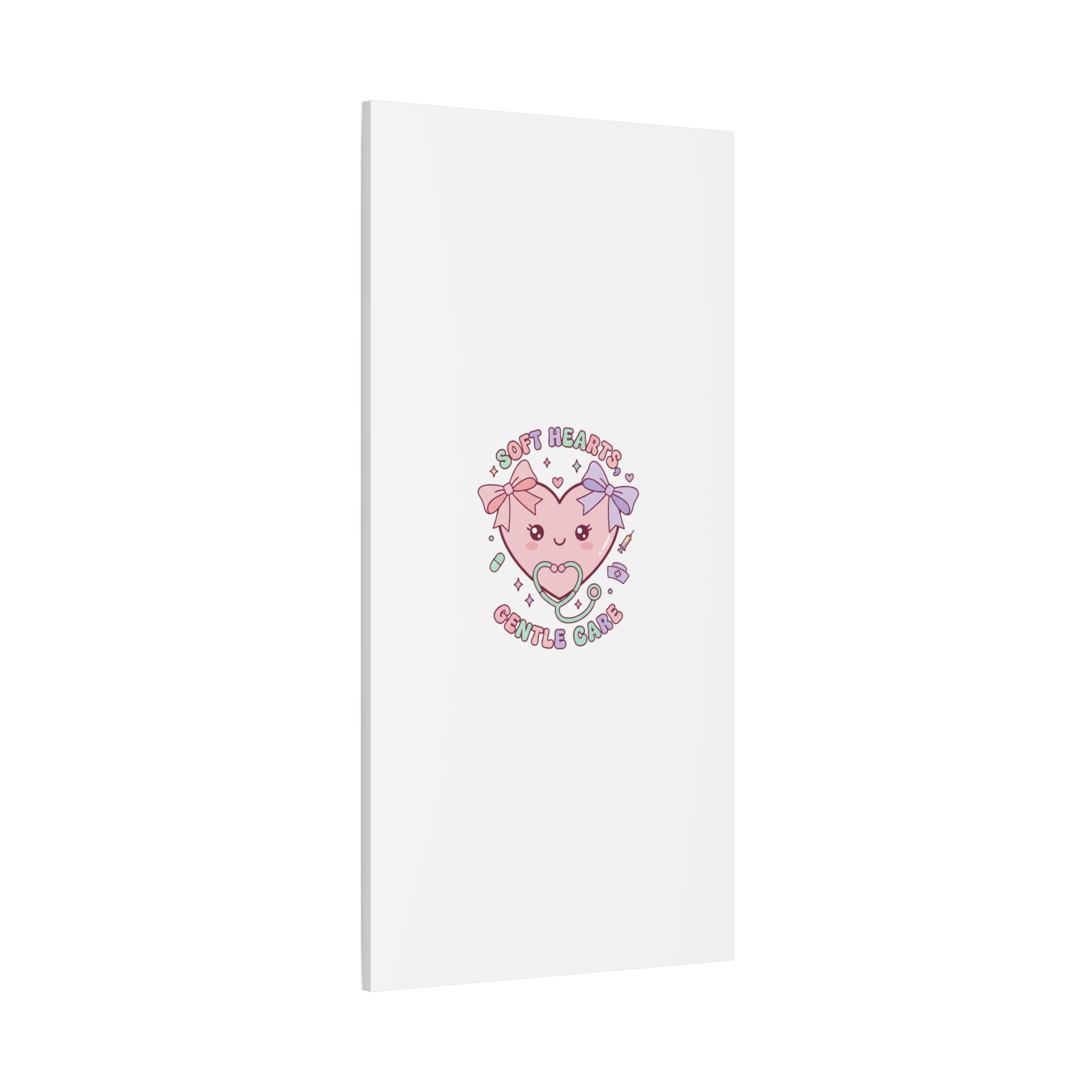 Soft Hearts Gentle Care Canvas, Cute Nurse Graphic | Pastel Coquette Medical Art 36" x 36" 1.25"