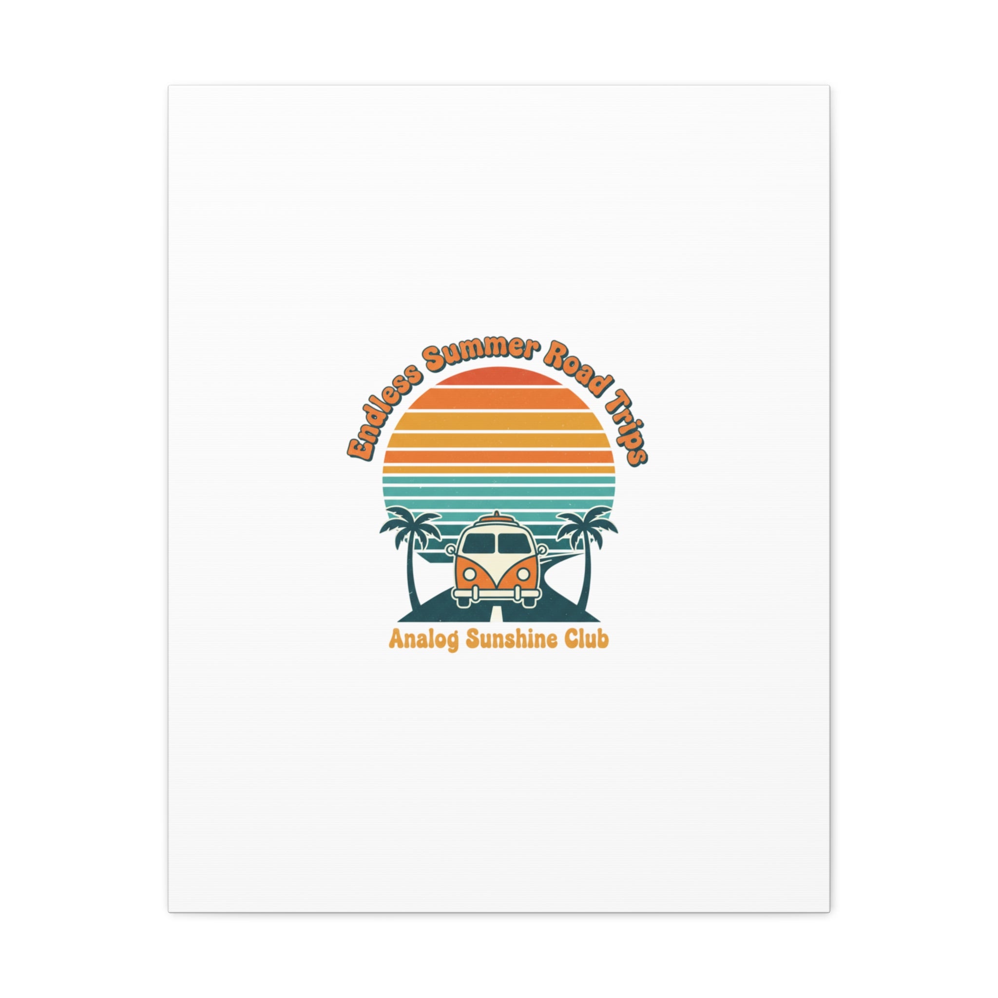 Endless Summer Road Trips Canvas | 1970s Sunset, Retro Surf Palm Art 24" x 30" (Vertical) 1.25"