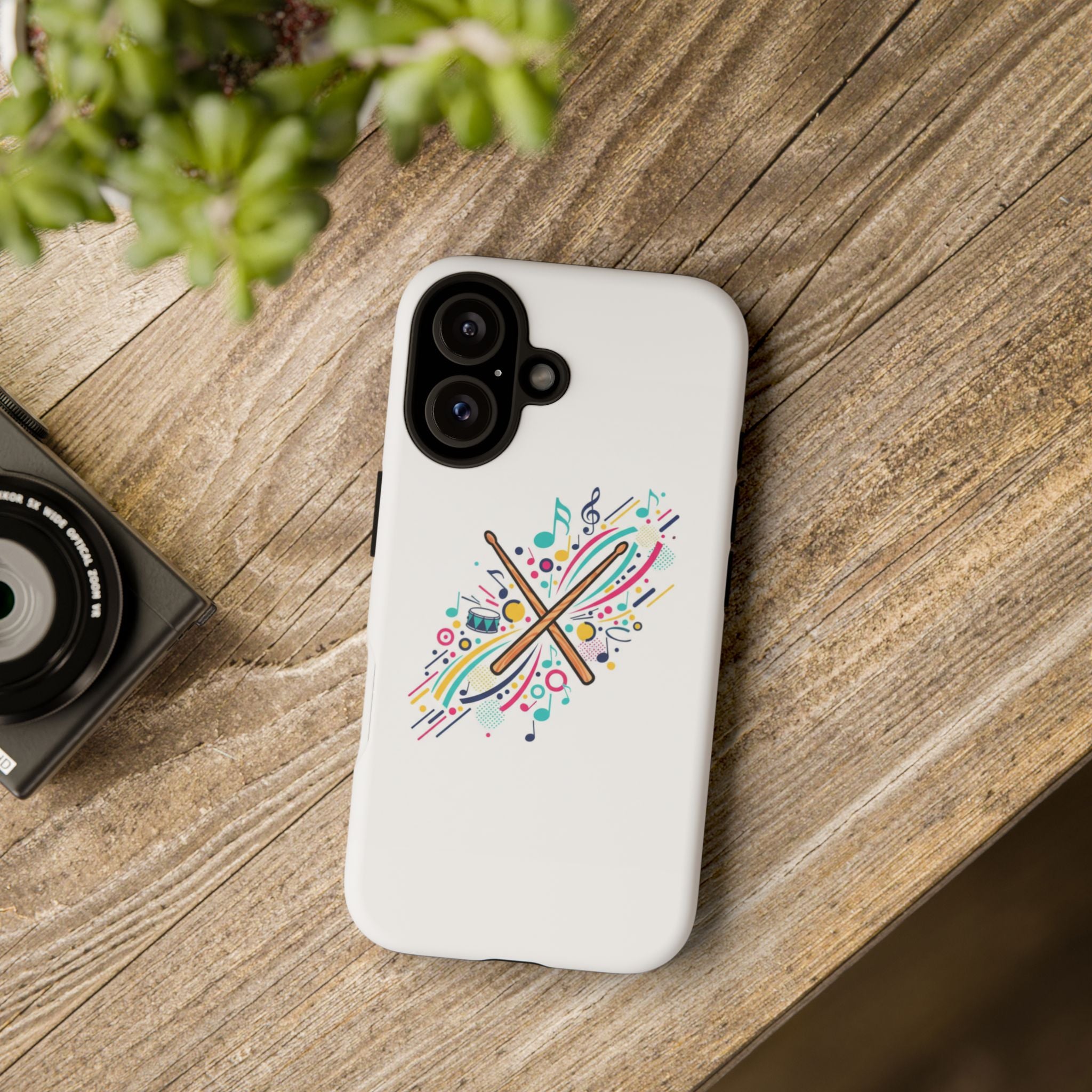 Colorful Drumsticks Illustration Phone Case | Music Percussion Art iPhone 16 Matte