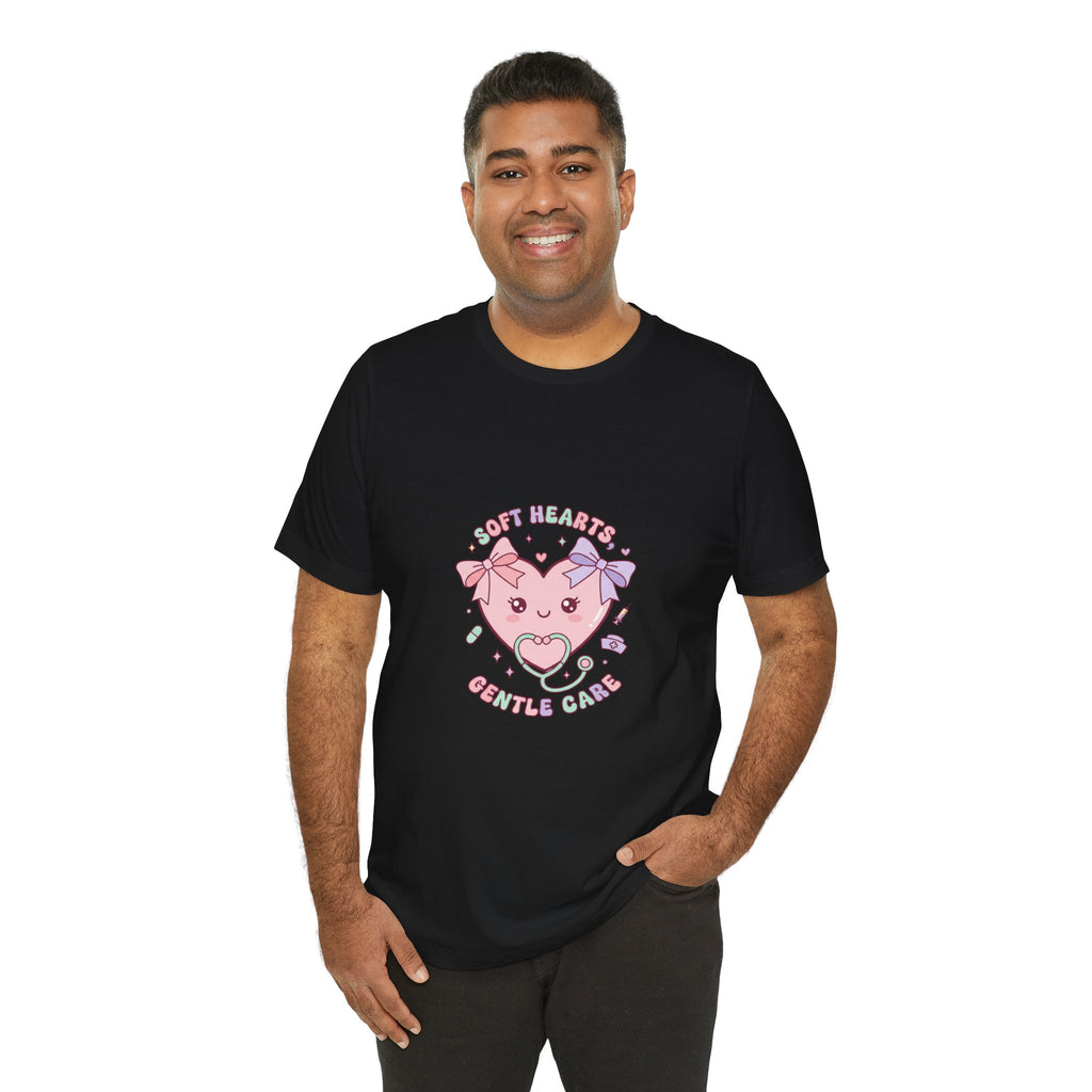 Kawaii Nurse Heart Tee | pastel healthcare design, coquette medical shirt Navy