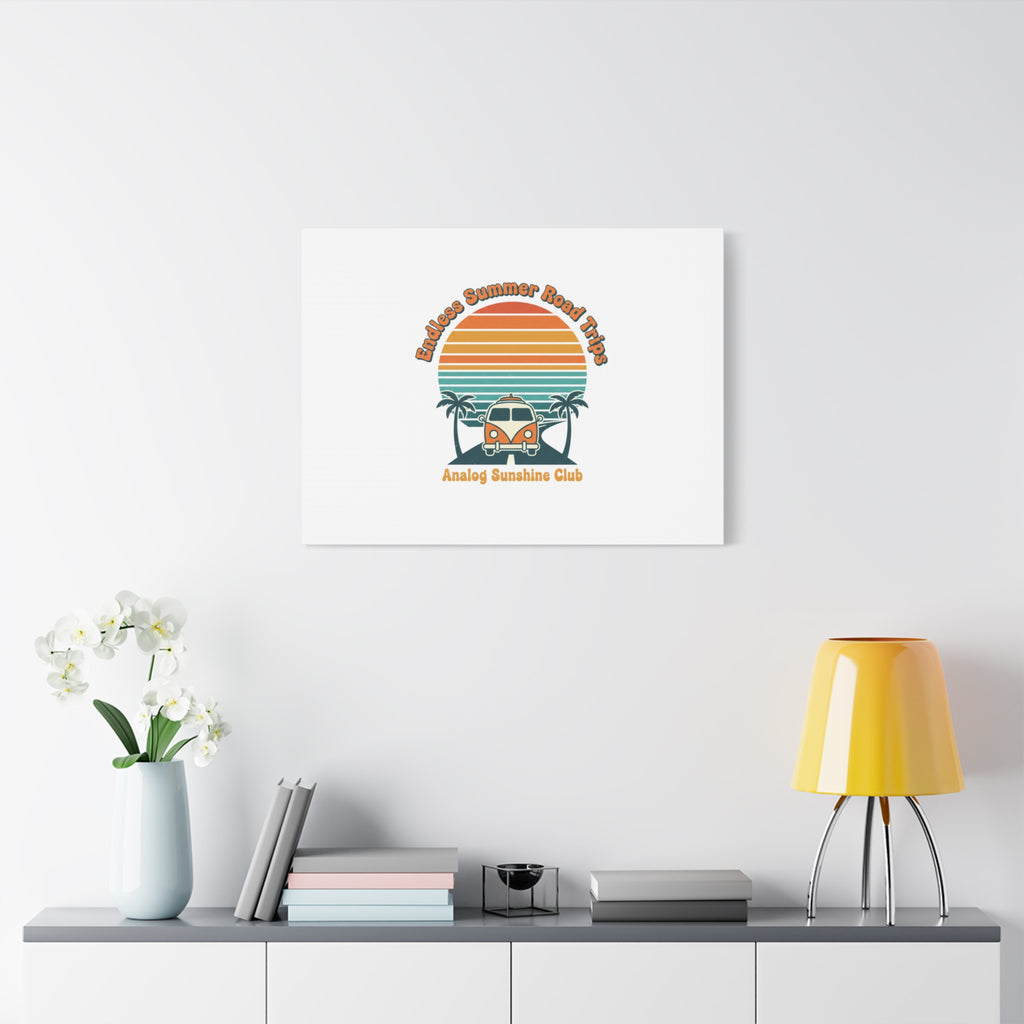 Endless Summer Road Trips Canvas | 1970s Sunset, Retro Surf Palm Art 36" x 36" 1.25"