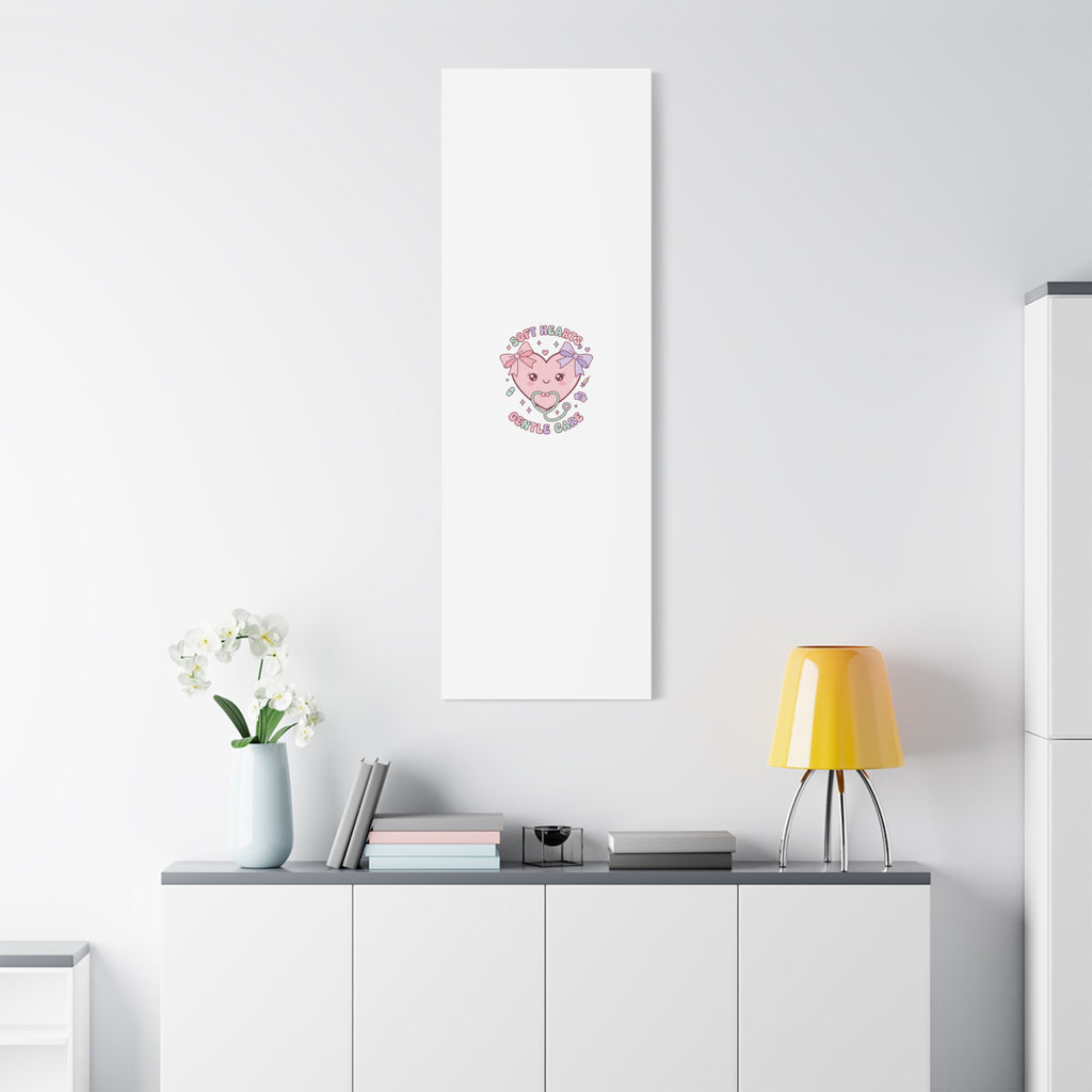Soft Hearts Gentle Care Canvas, Cute Nurse Graphic | Pastel Coquette Medical Art 36" x 36" 1.25"