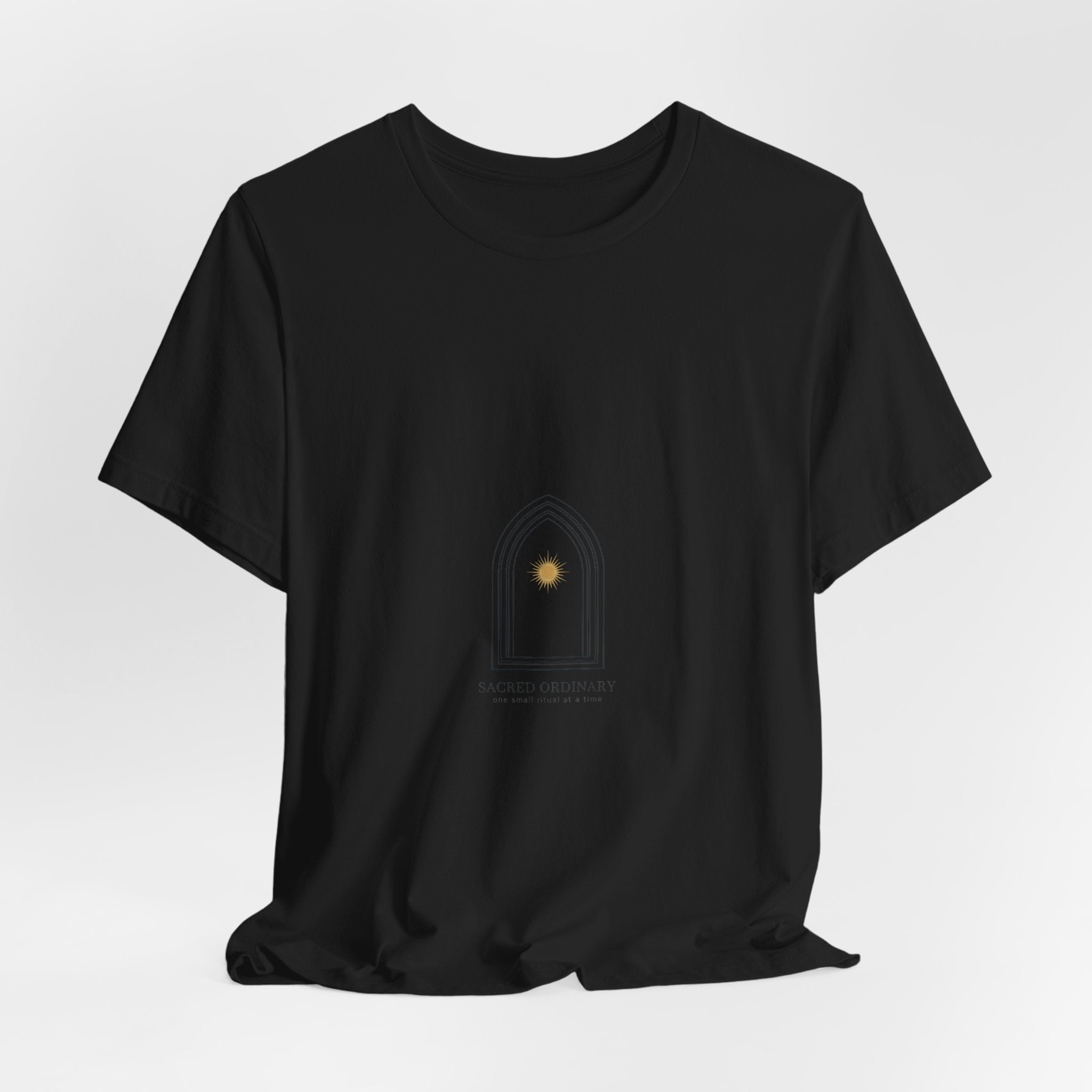 Gothic Arch Minimal Tee | Monastic Minimalism, serene typography Navy