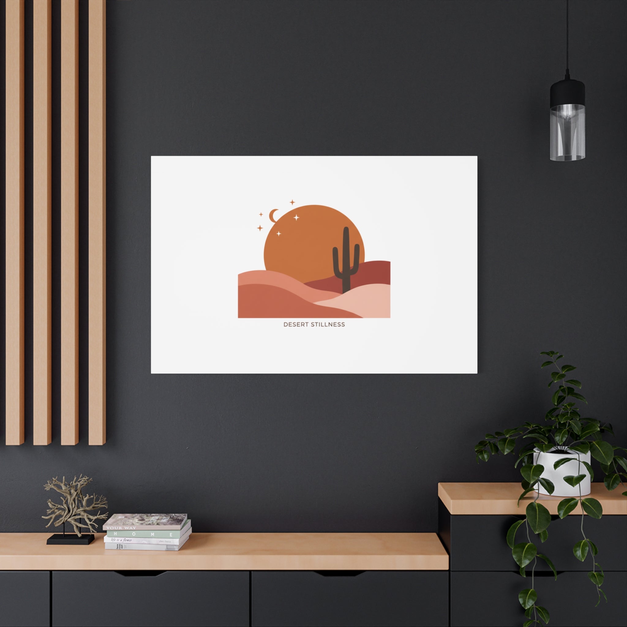 Desert Stillness Canvas, Desert Sunset Minimalist Mesa | Southwestern Art Print