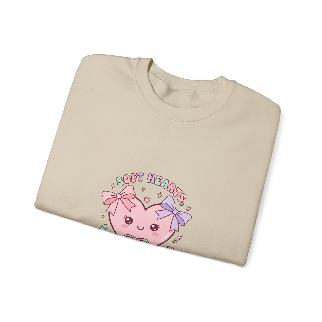 Cute Nurse Heart Crewneck Sweatshirt | pastel coquette medical, kawaii nurse graphic Navy