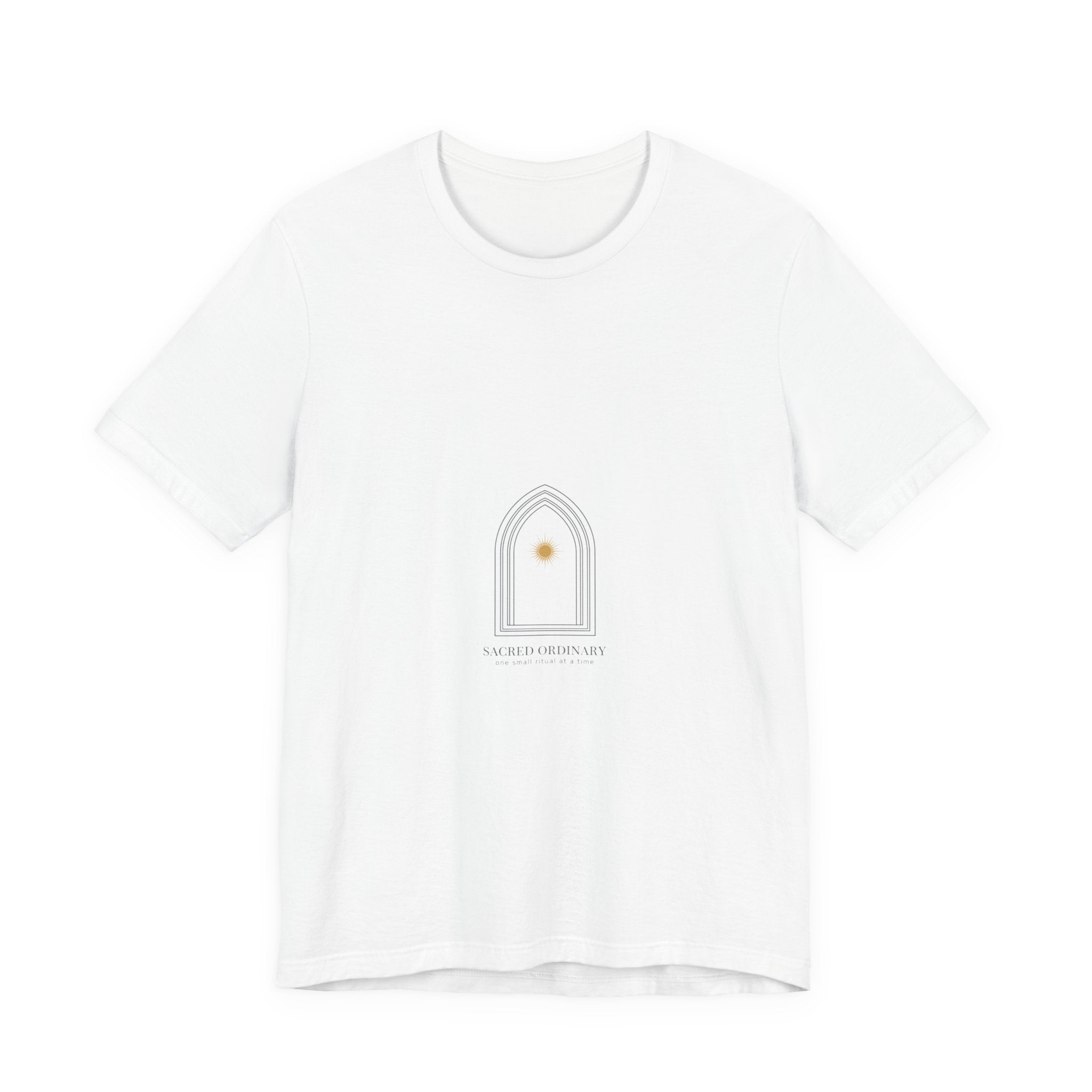 Gothic Arch Minimal Tee | Monastic Minimalism, serene typography White
