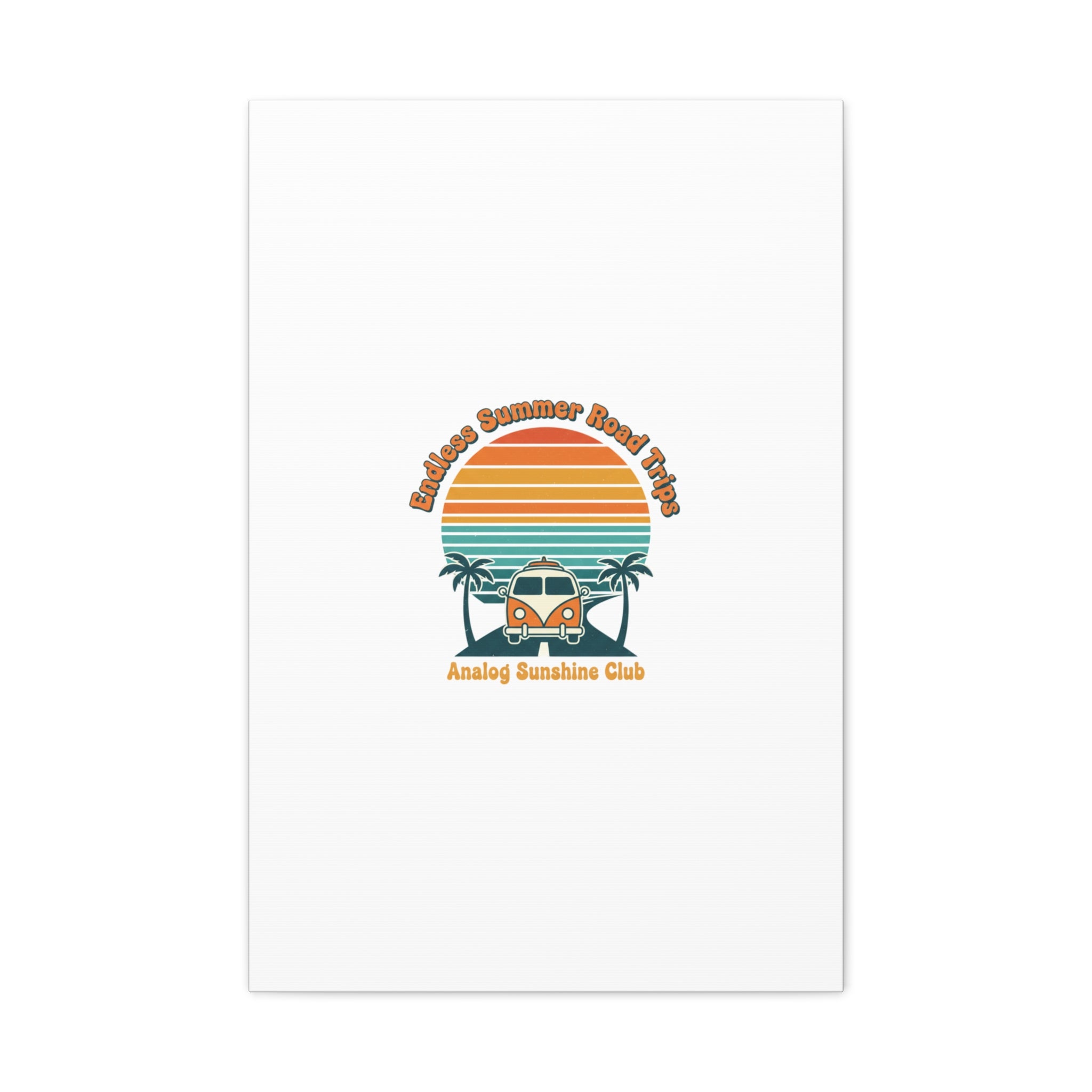 Endless Summer Road Trips Canvas | 1970s Sunset, Retro Surf Palm Art 20″ x 30″ (Vertical) 1.25"