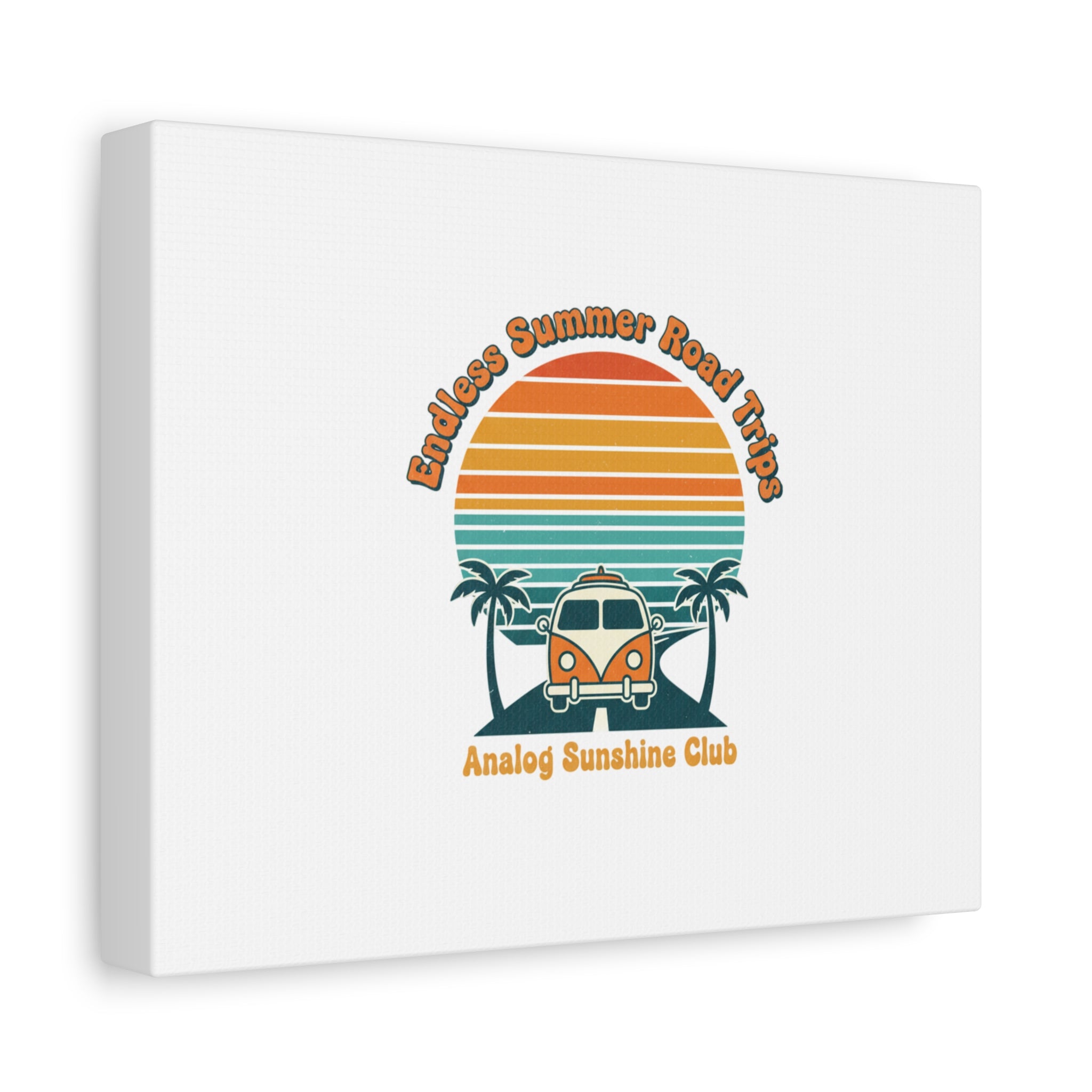 Endless Summer Road Trips Canvas | 1970s Sunset, Retro Surf Palm Art 36" x 36" 1.25"