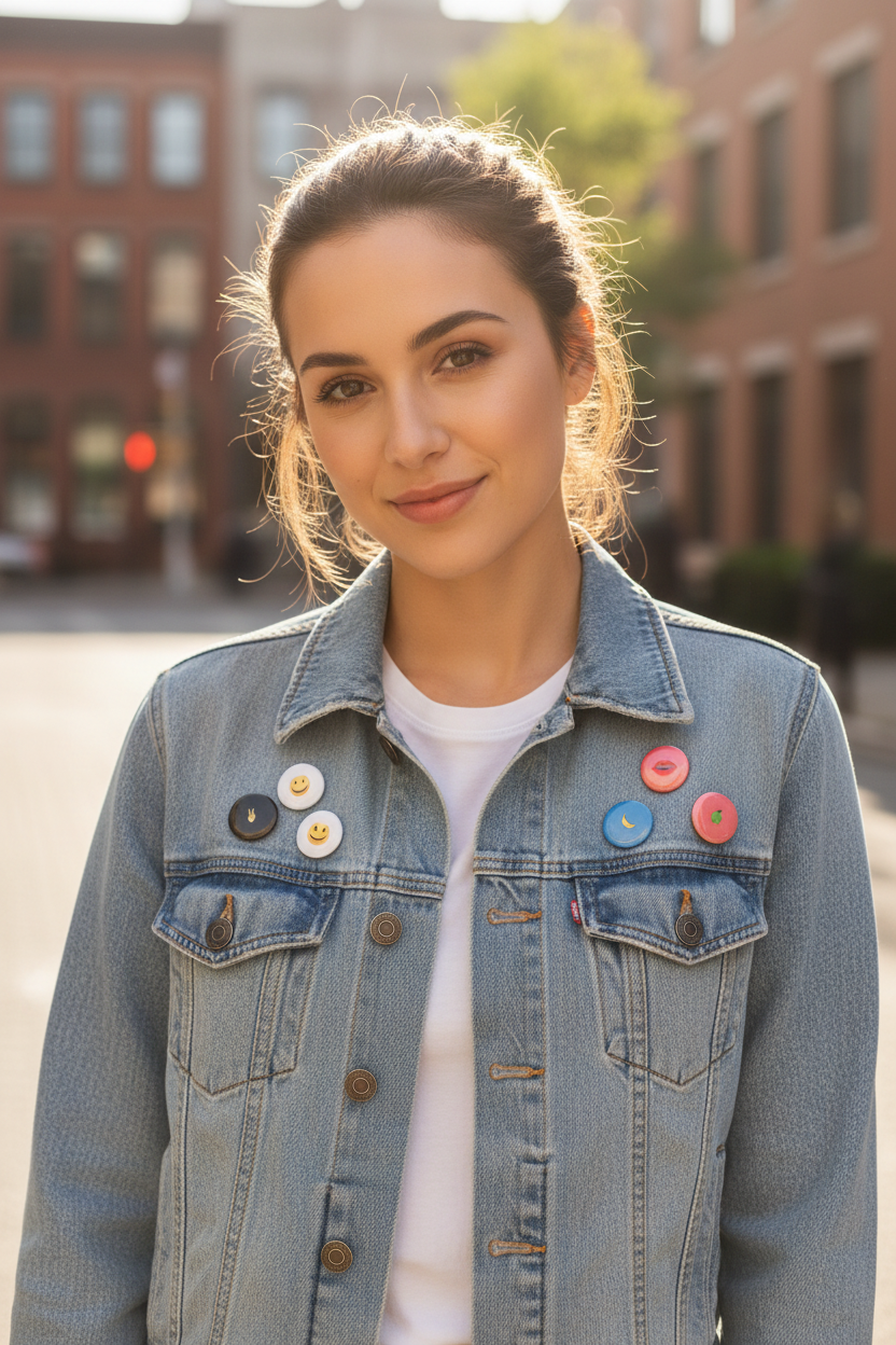 Pin Buttons - Denim Jacket